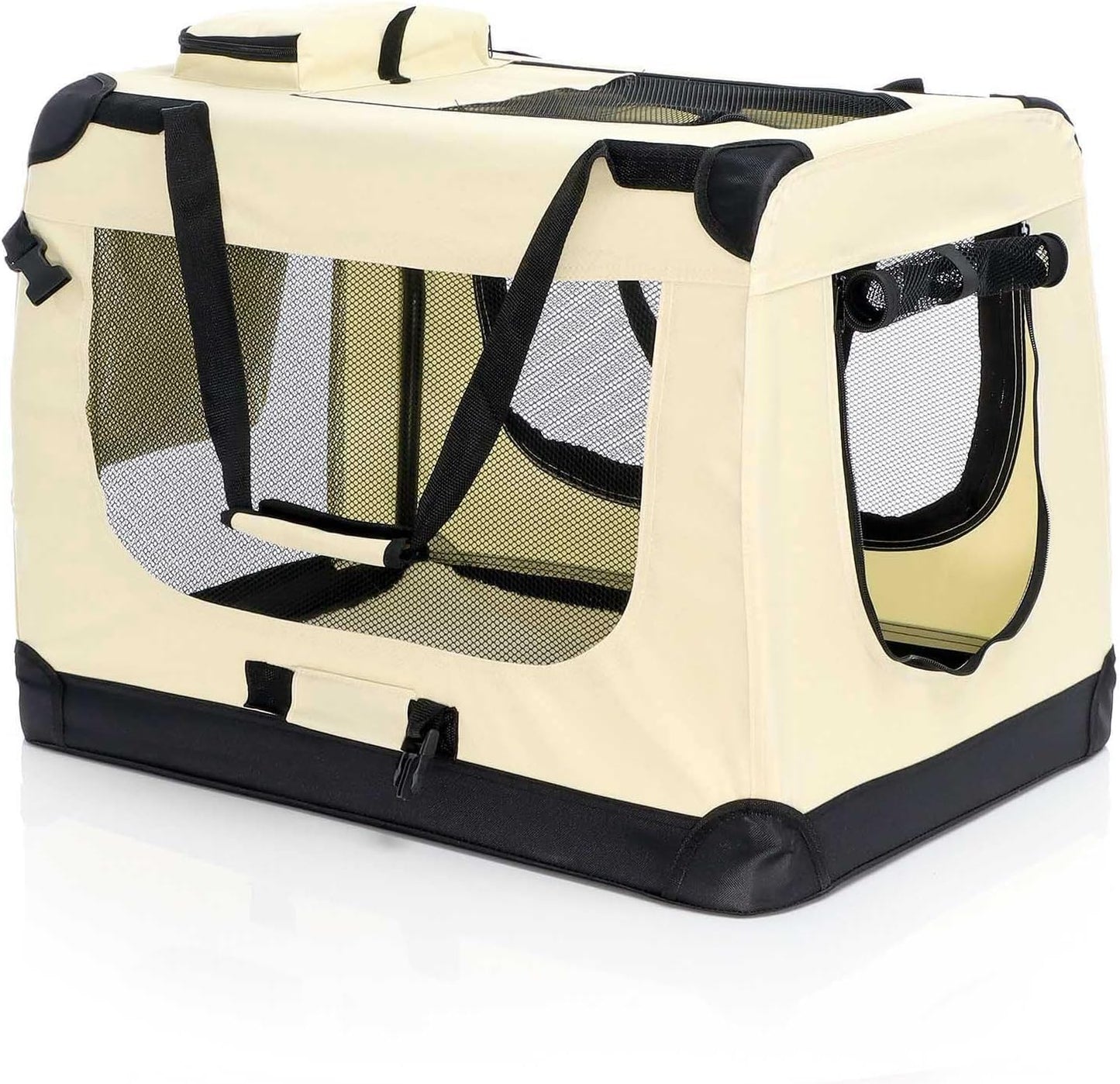 Faltbare Transportbox für Haustiere (Grösse L), 70 x 52 x 50 cm, beige