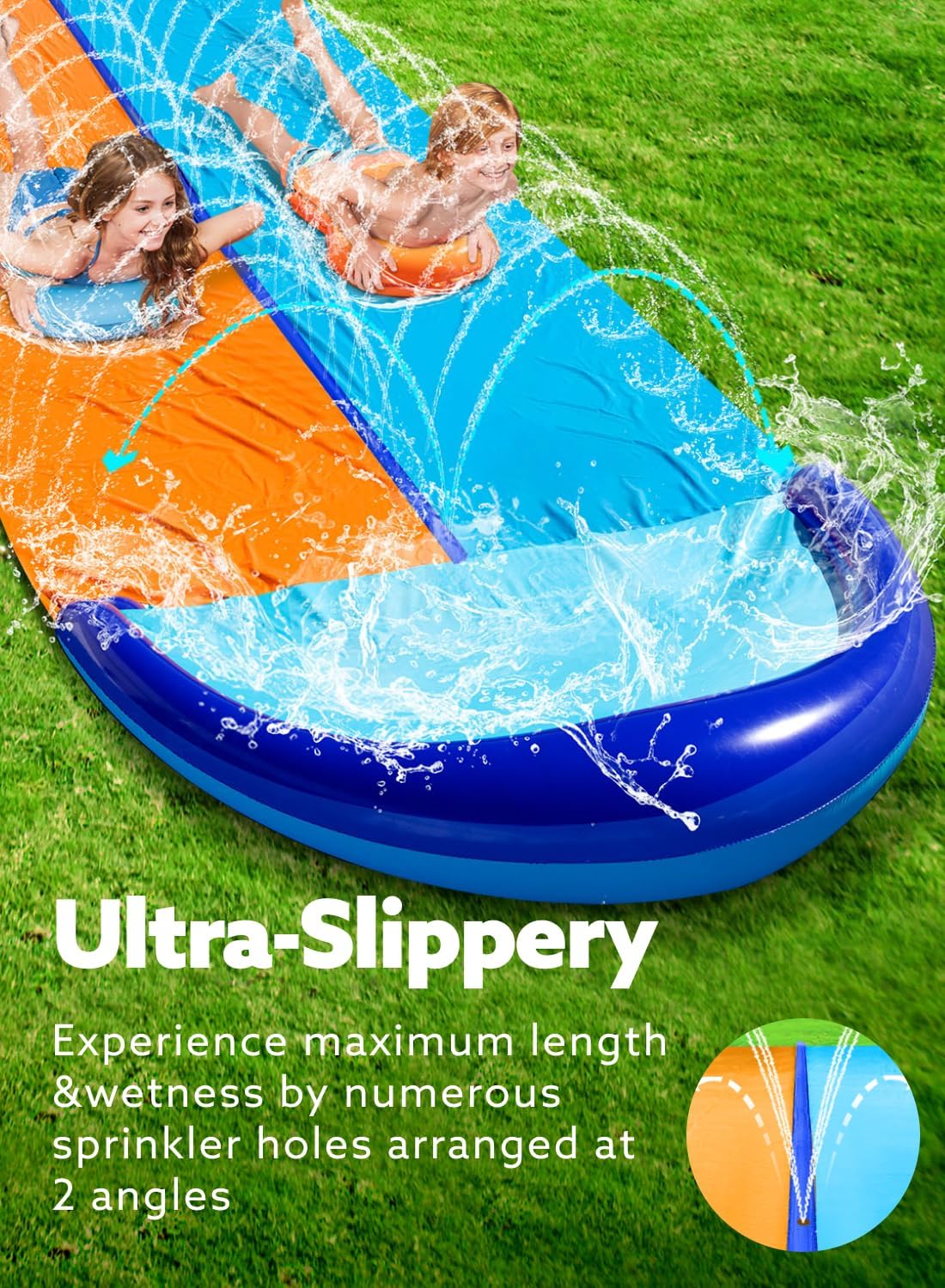 Doppel-Wasserrutsche mit Sprinkler, 990.6cm