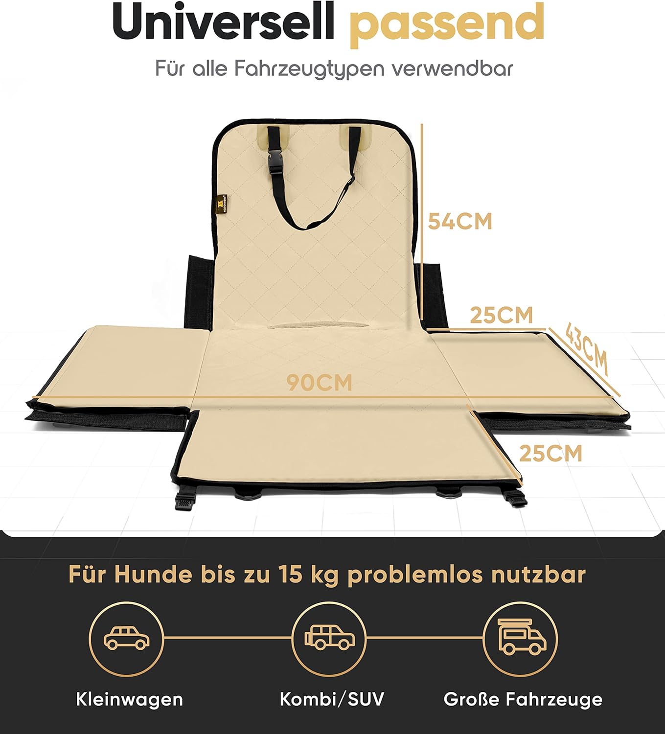 Wasserdichter Hundeautositz, Beige