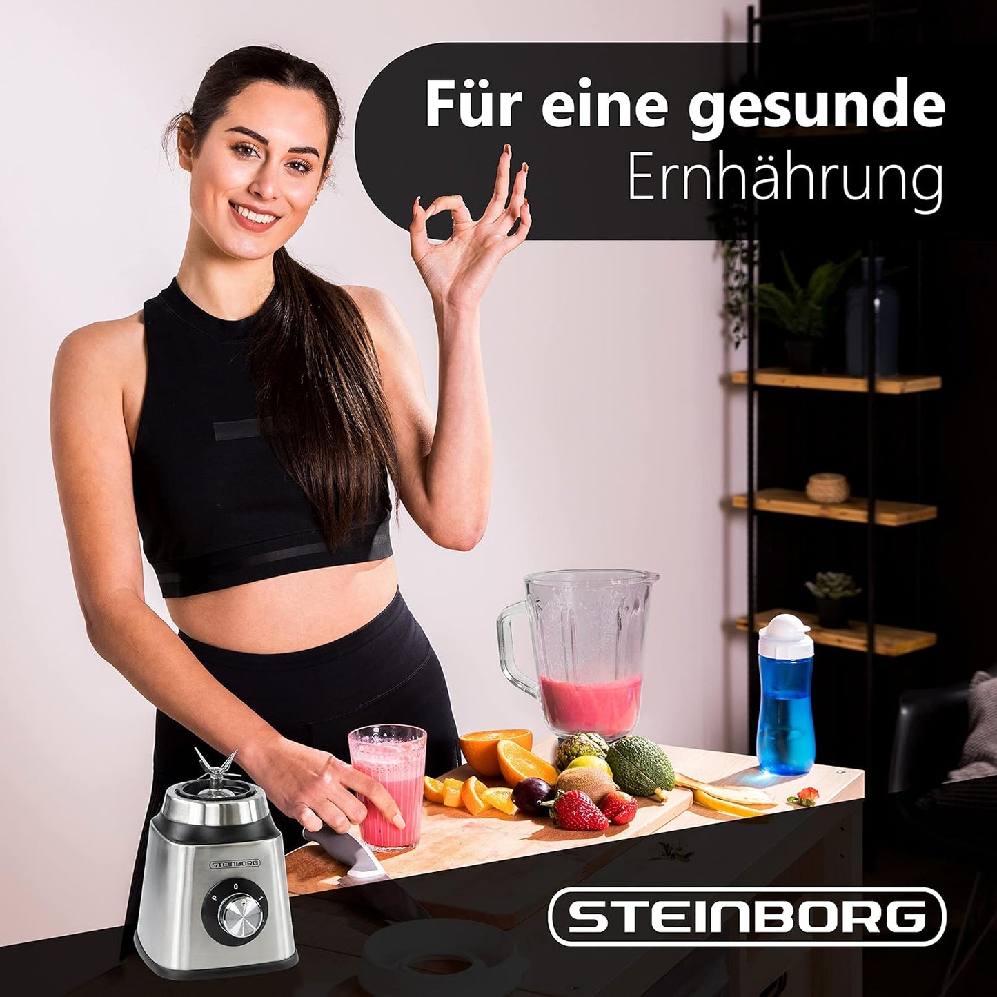 Standmixer 800W mit Glasbehälter & Pulsfunktion