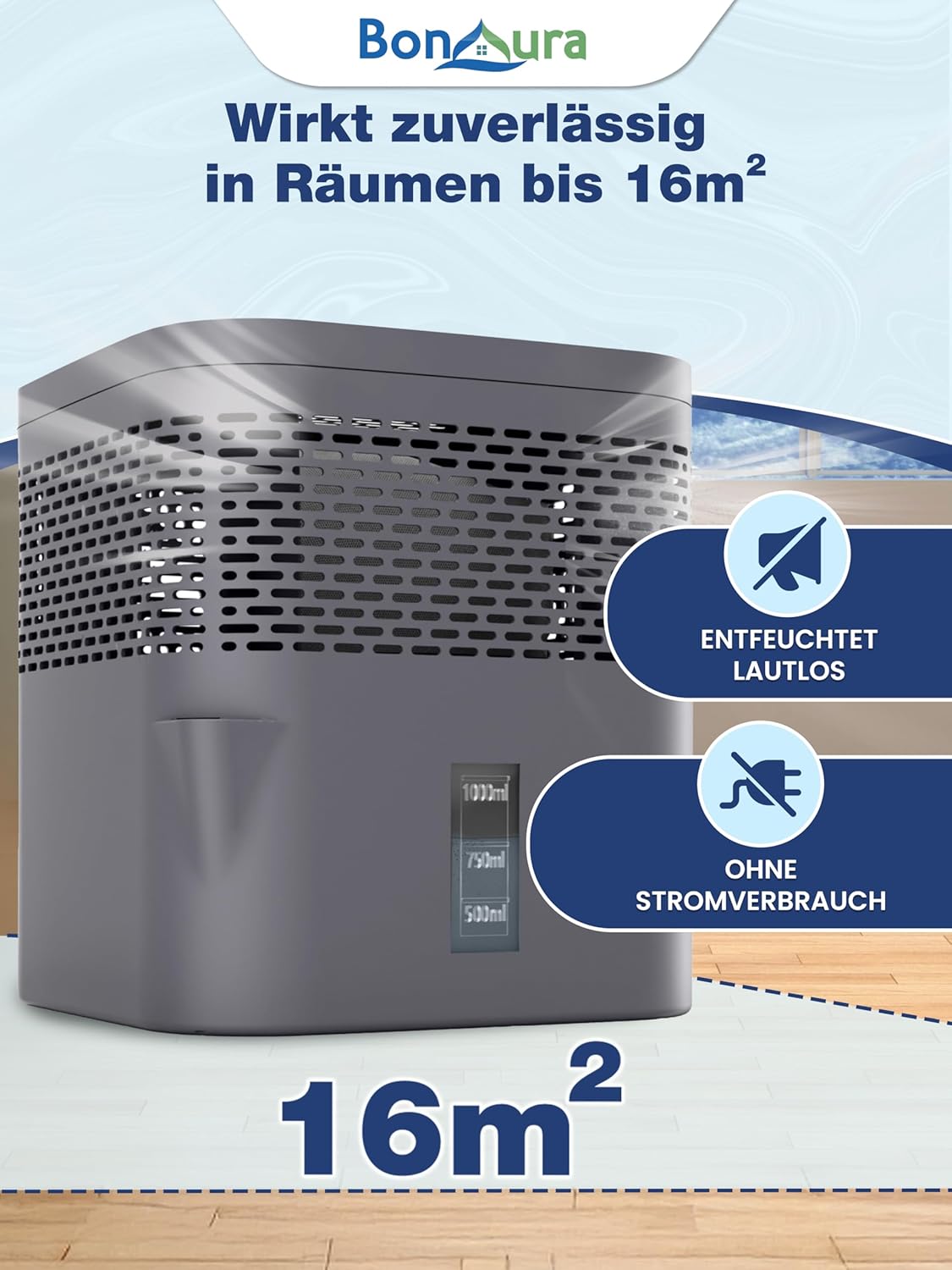 Luftentfeuchter ohne Strom mit Nachfüllpack, Titanium Gray