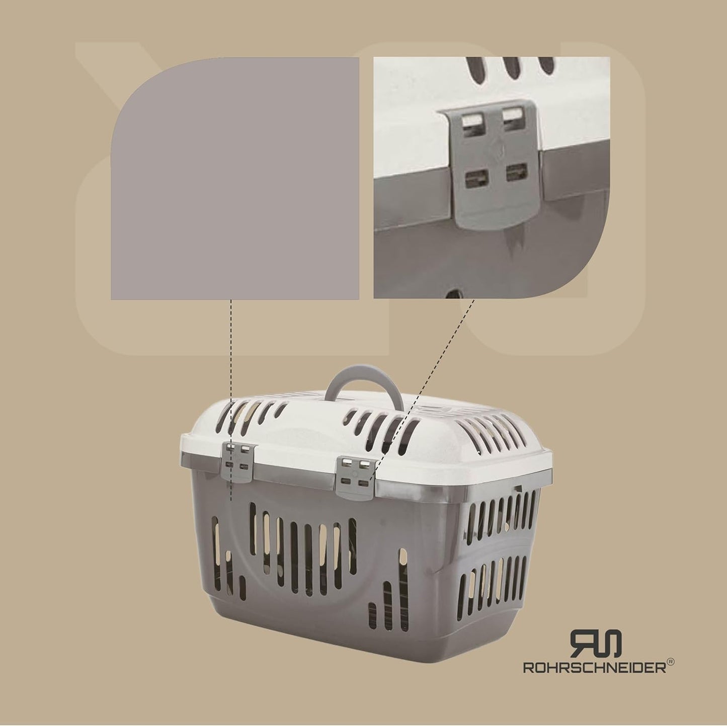 Transportbox für Katzen mit Griff, Grau