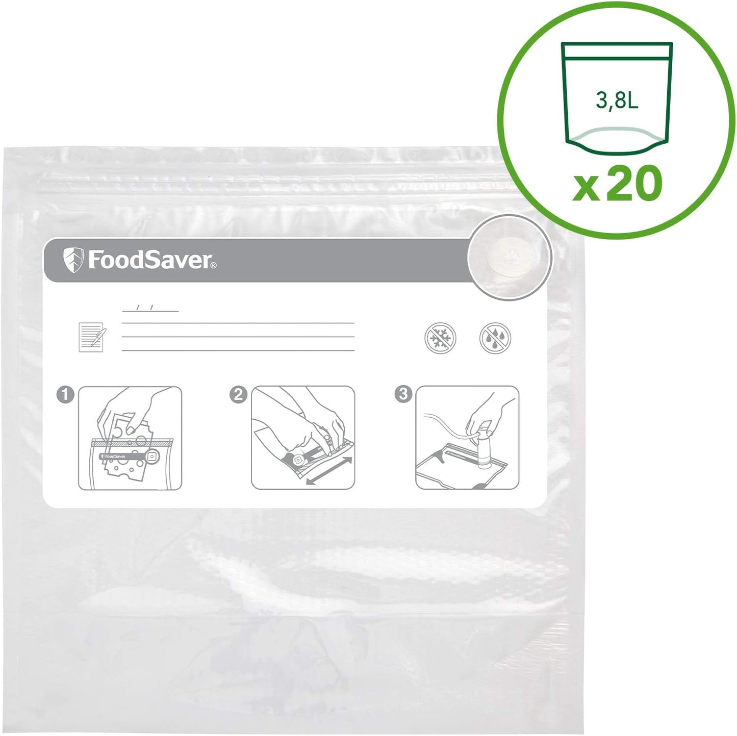 Wiederverwendbare Vakuumbeutel mit Zippverschluss (20 Stück), 20 Beutel Reusable
