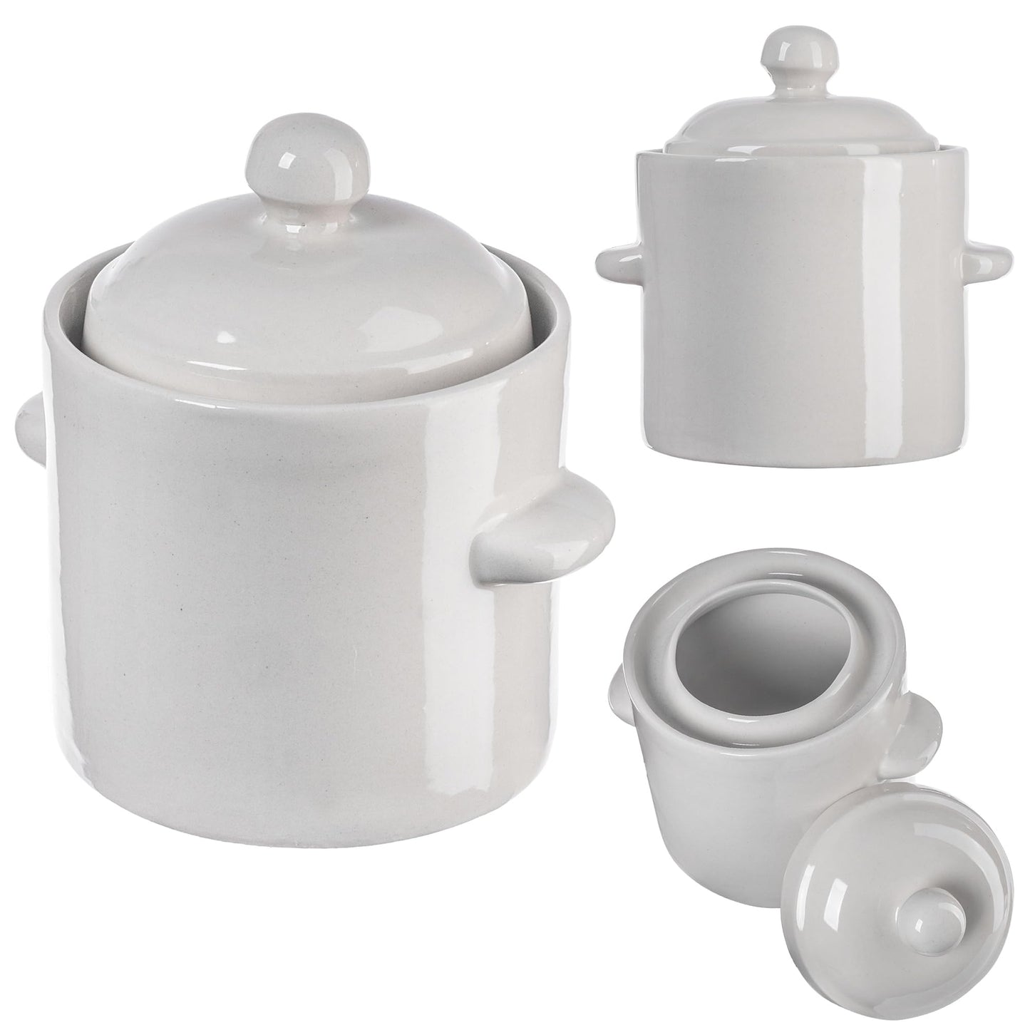 Steinzeugtopf mit Deckel, Creme, 1.8l