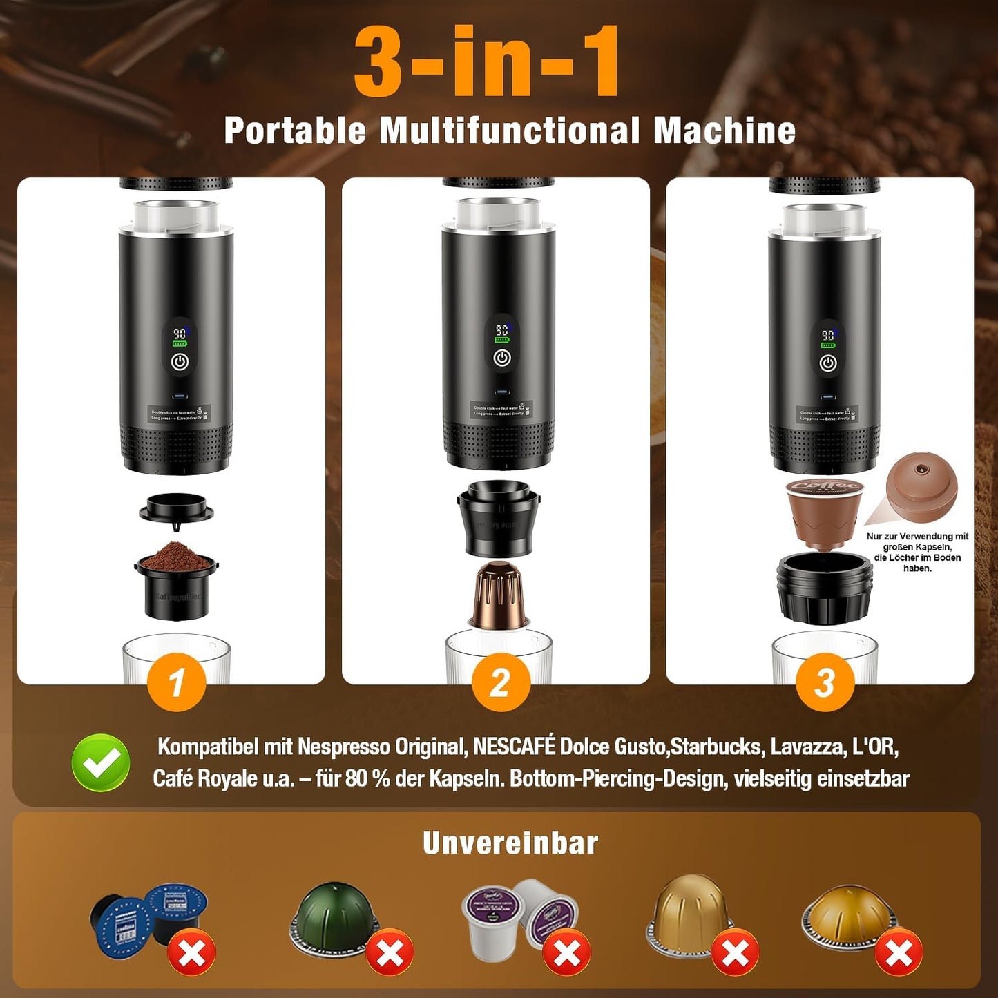 Reise-Kaffeemaschine, Schwarz