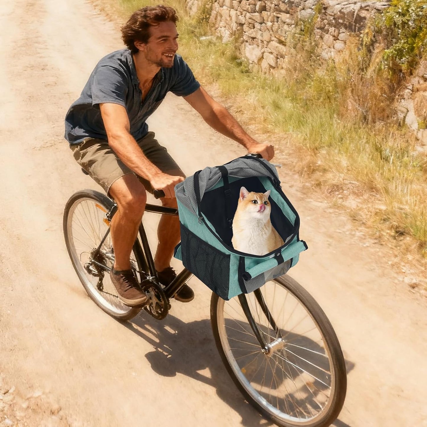 Faltbarer Hundefahrradkorb, Blau
