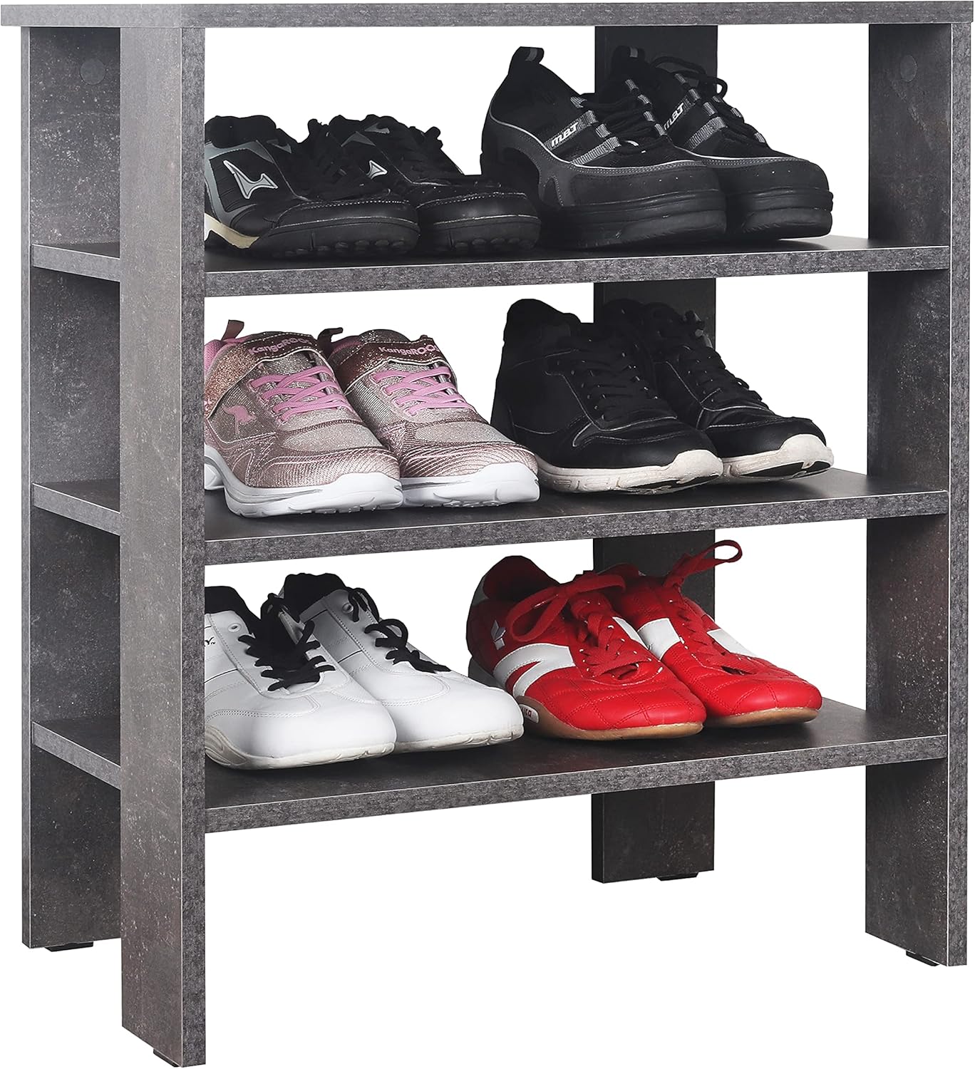 Schuhregal mit 3 Ebenen, Betongrau