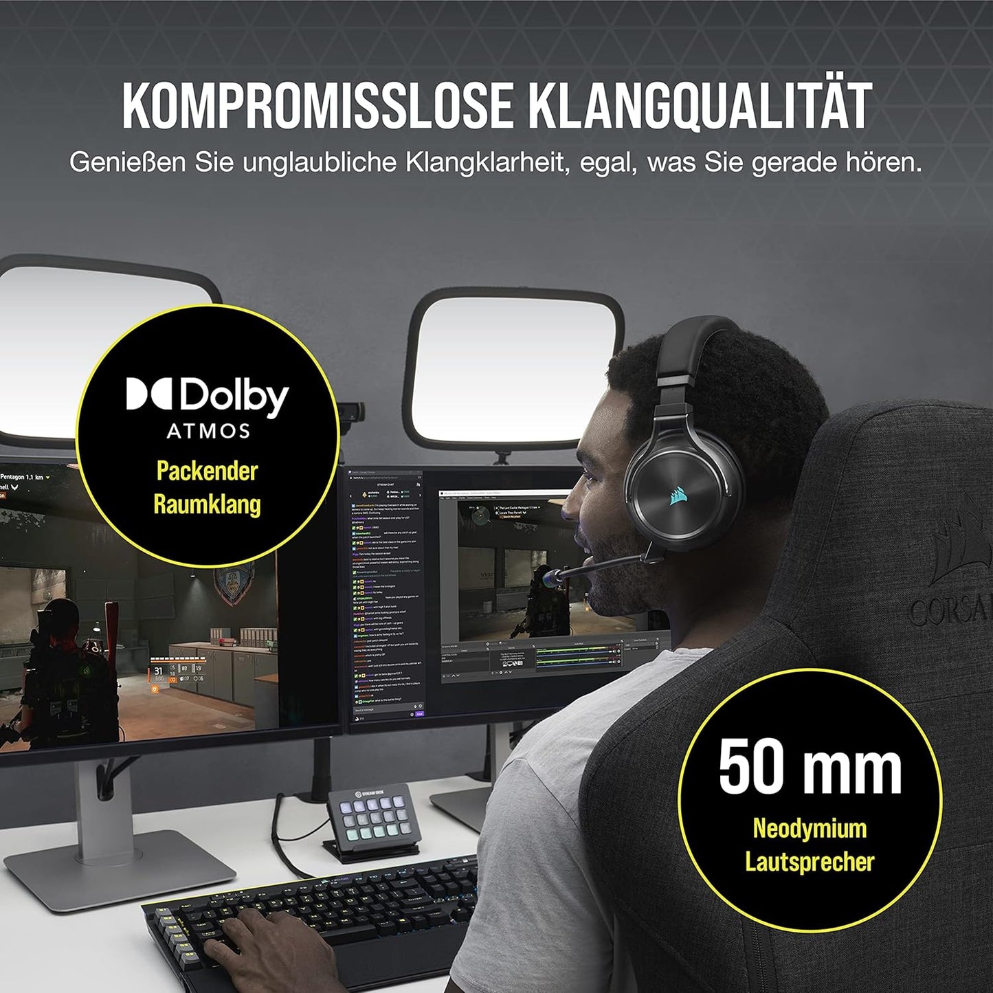 Virtuoso XT RGB Wireless Gaming-Headset, Schwarz Single