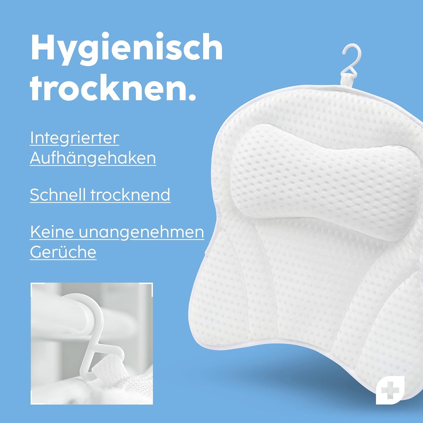 Badewannenkissen mit Saugnäpfen, Weiß