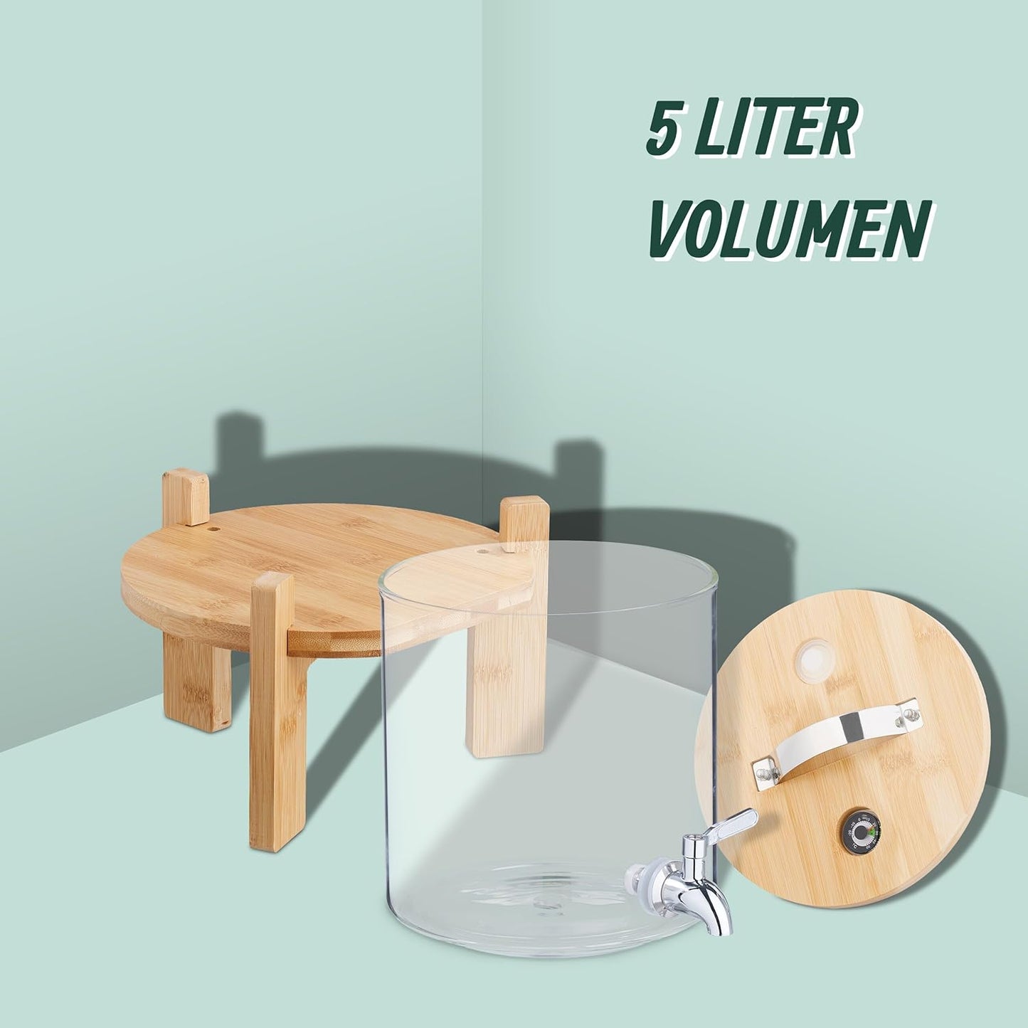 Getränkespender mit Ständer & Thermometer, 5 Liter