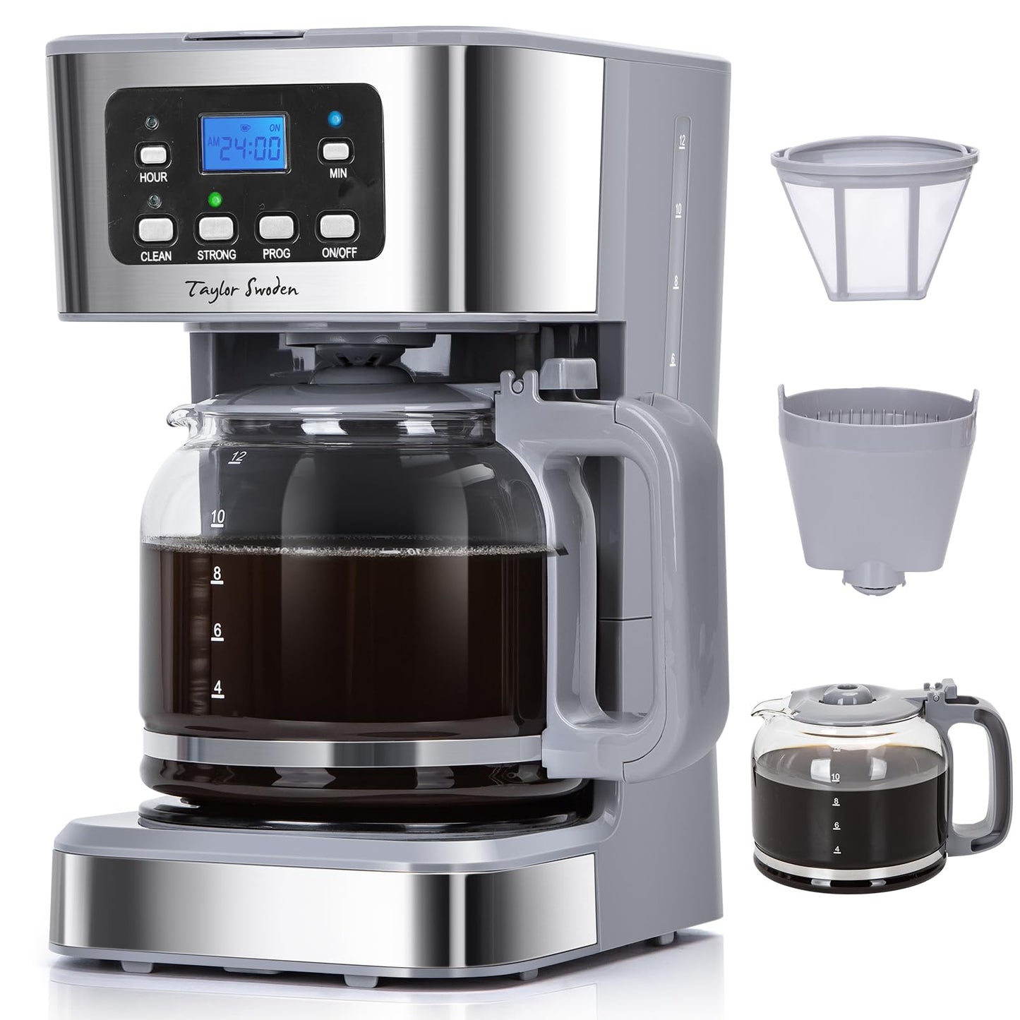 Filterkaffeemaschine mit Timer und Abschaltautomatik, Grey