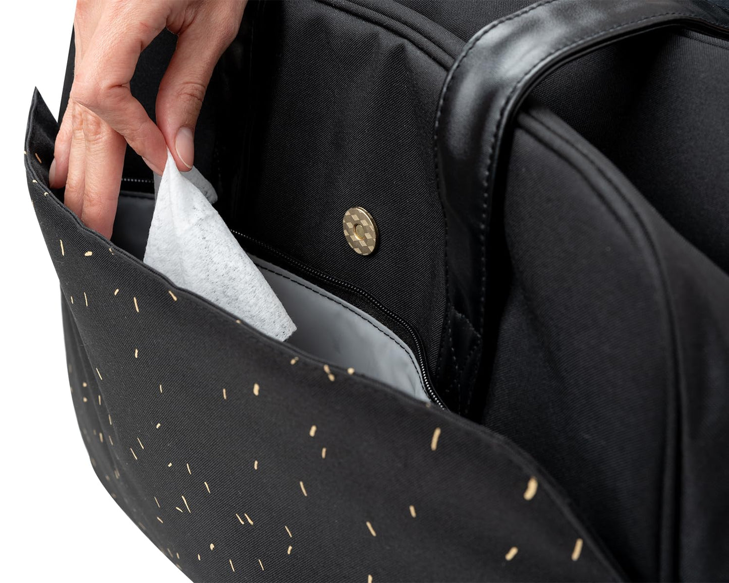 Wickeltasche Chelsea mit Wickelunterlage, Schwarz Gemustert