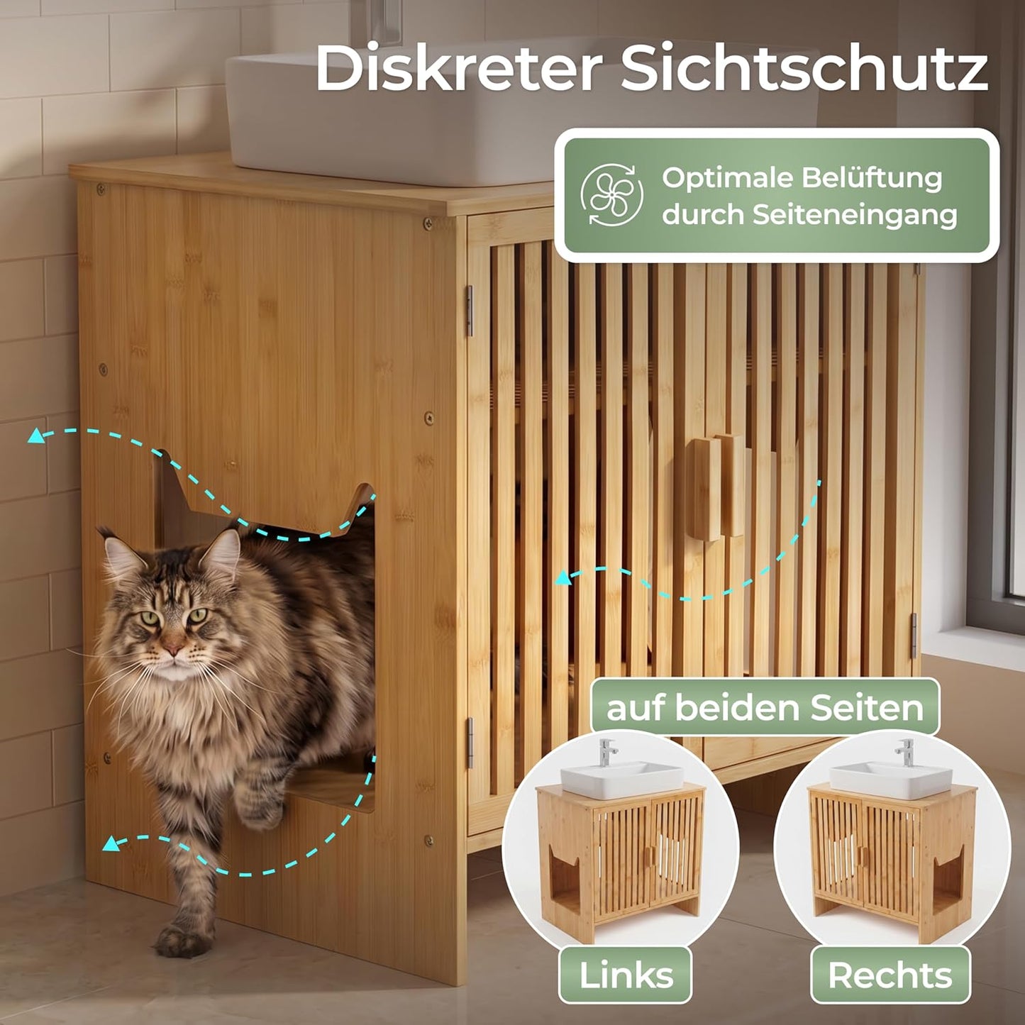 2-in-1 Katzenkloschrank und Waschbeckenunterschrank