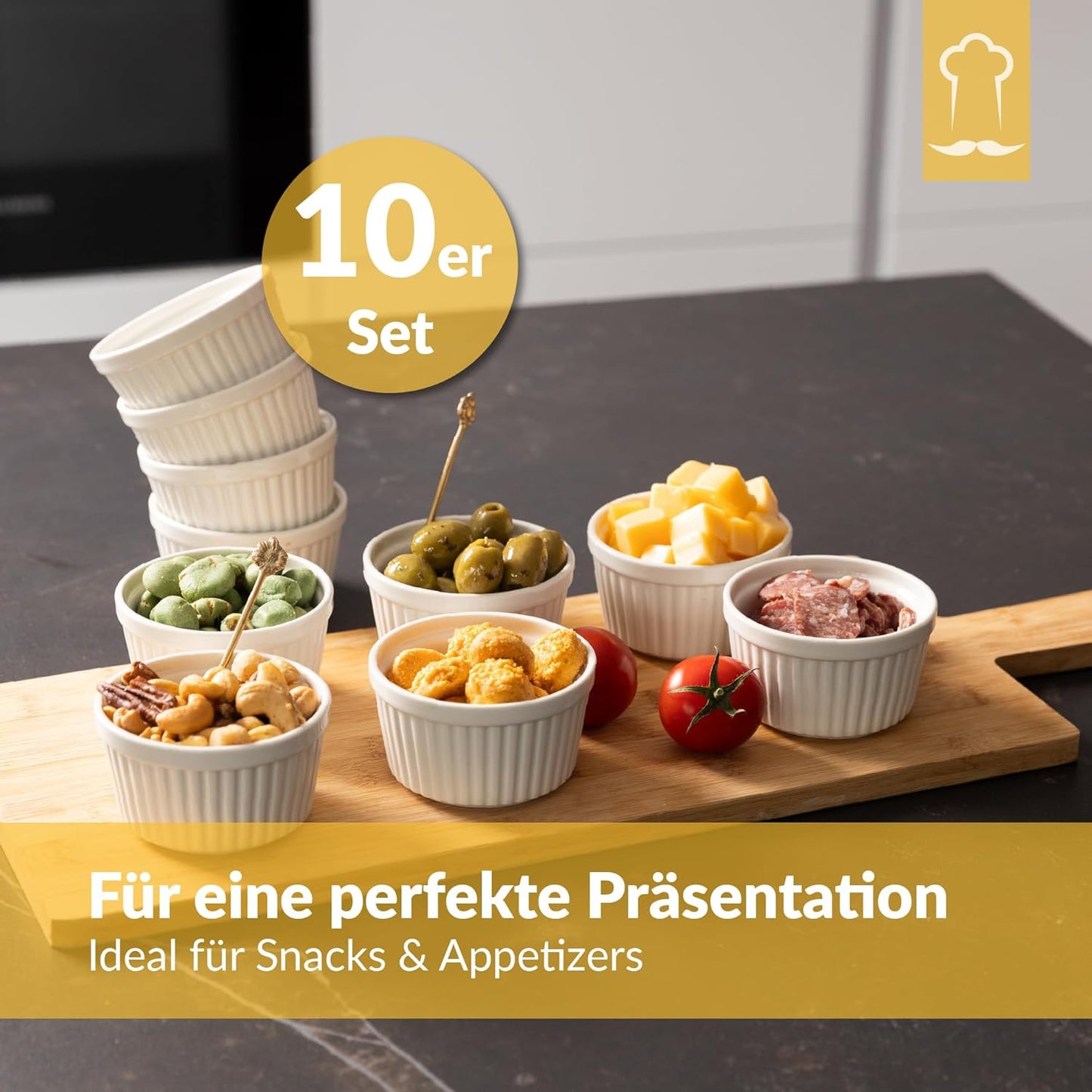 10-teiliges Souffléförmchen Set, Weiss 10 pack - 170 ml