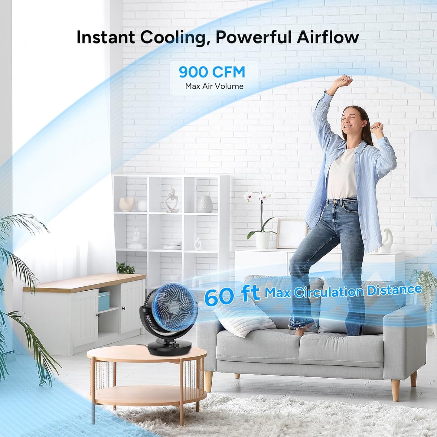 Leiser Tischventilator mit Oszillation (8 Zoll), 8 Inch(upgrade)