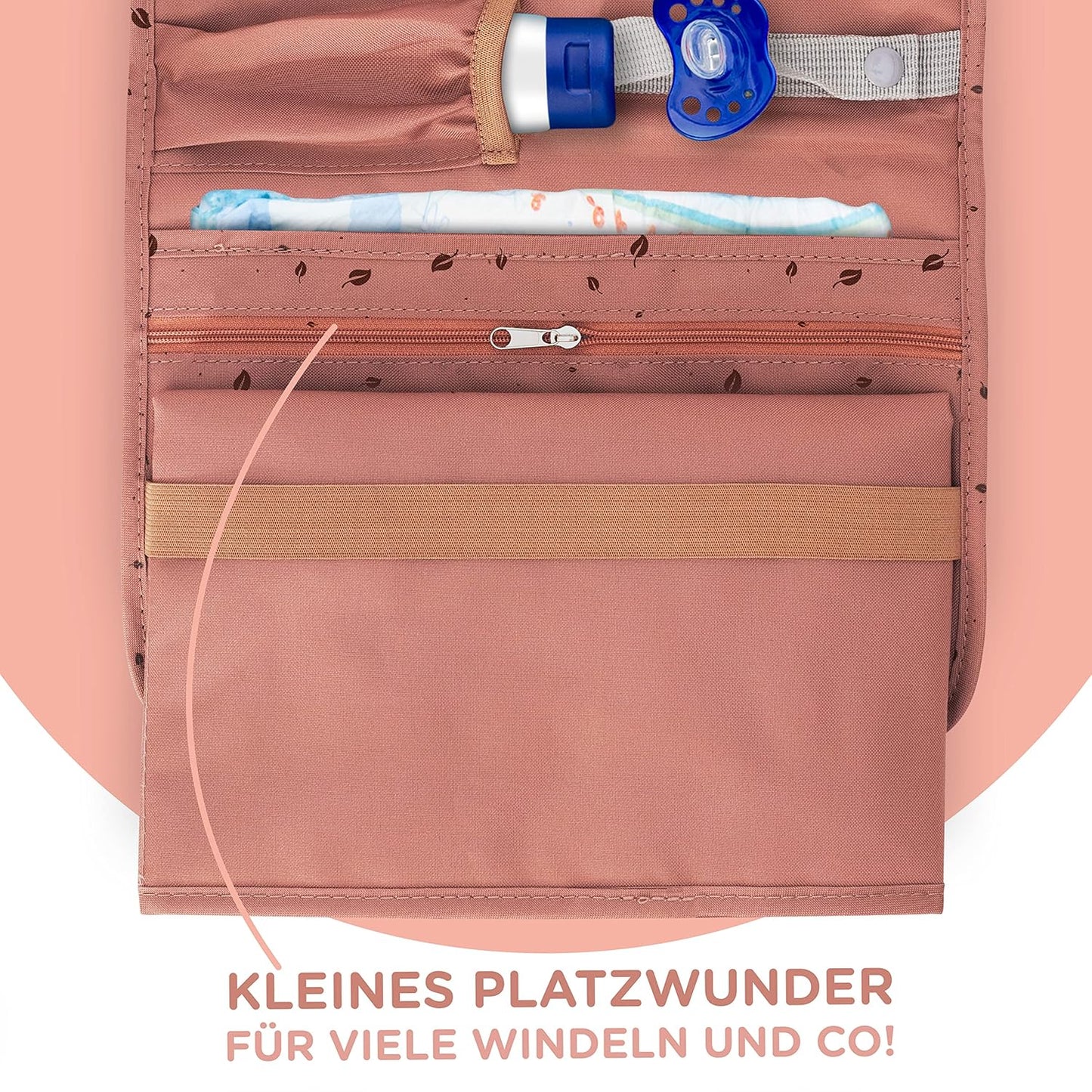 Baby-Windeltasche mit Wickelunterlage für unterwegs, Braun