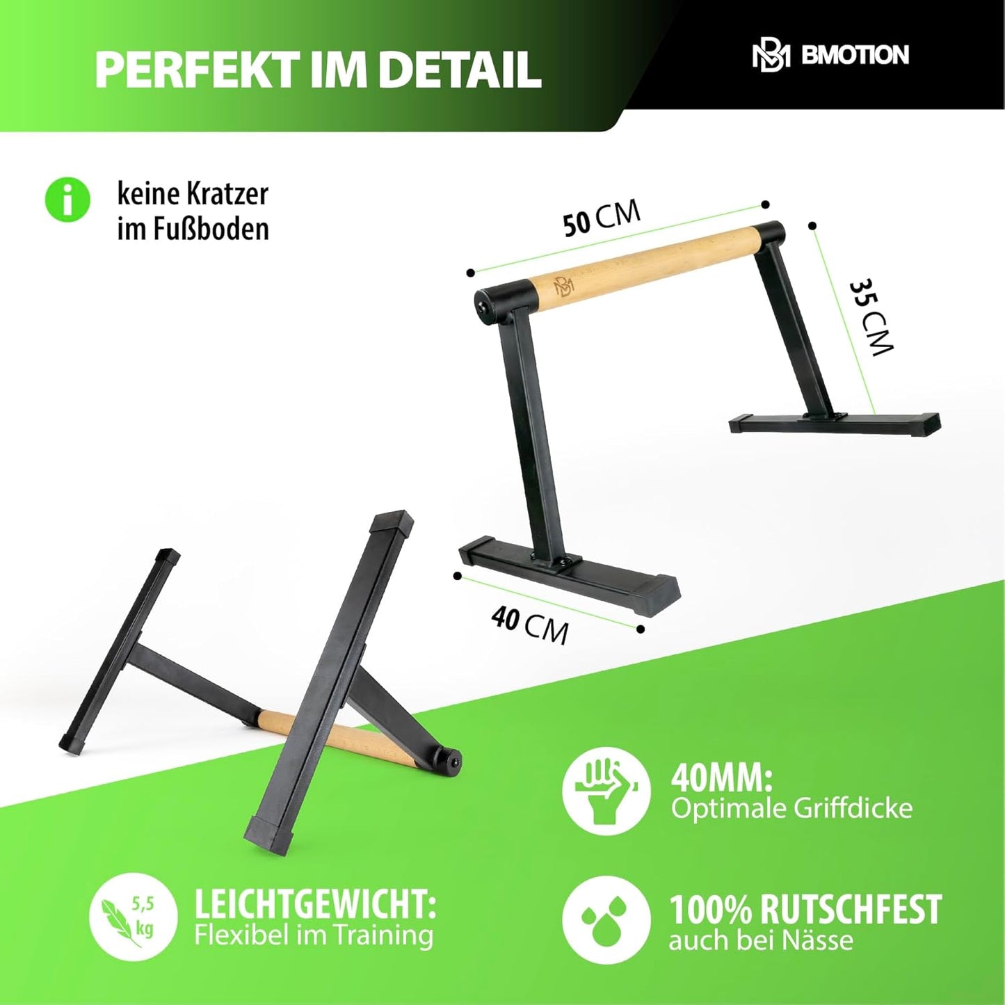 Parallettes aus Holz, Schwarz