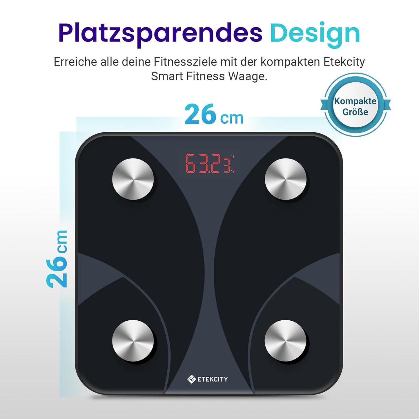Digitale Personenwaage mit Körperanalyse, 13 Metriken Schwarz 180kg/0.05kg