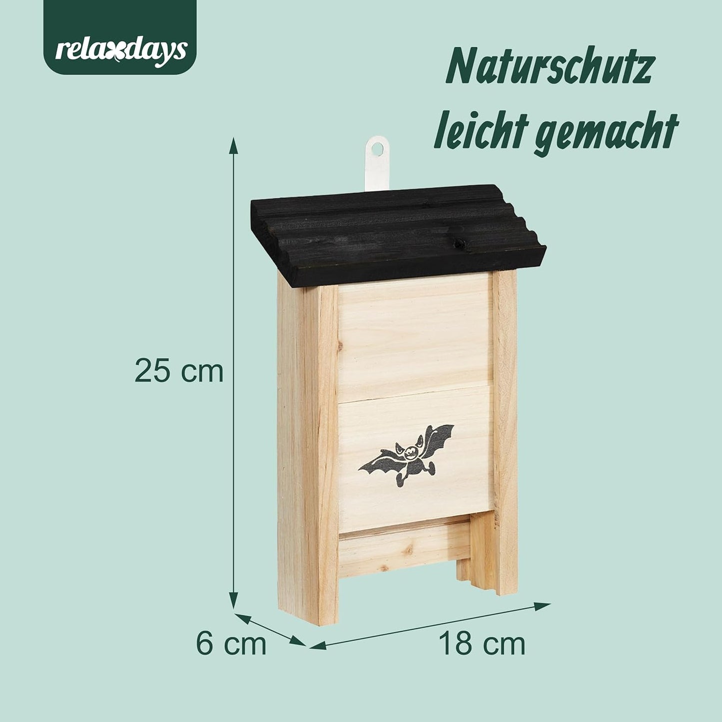 Fledermauskasten-Set aus Holz (4 Stück), Schwarz