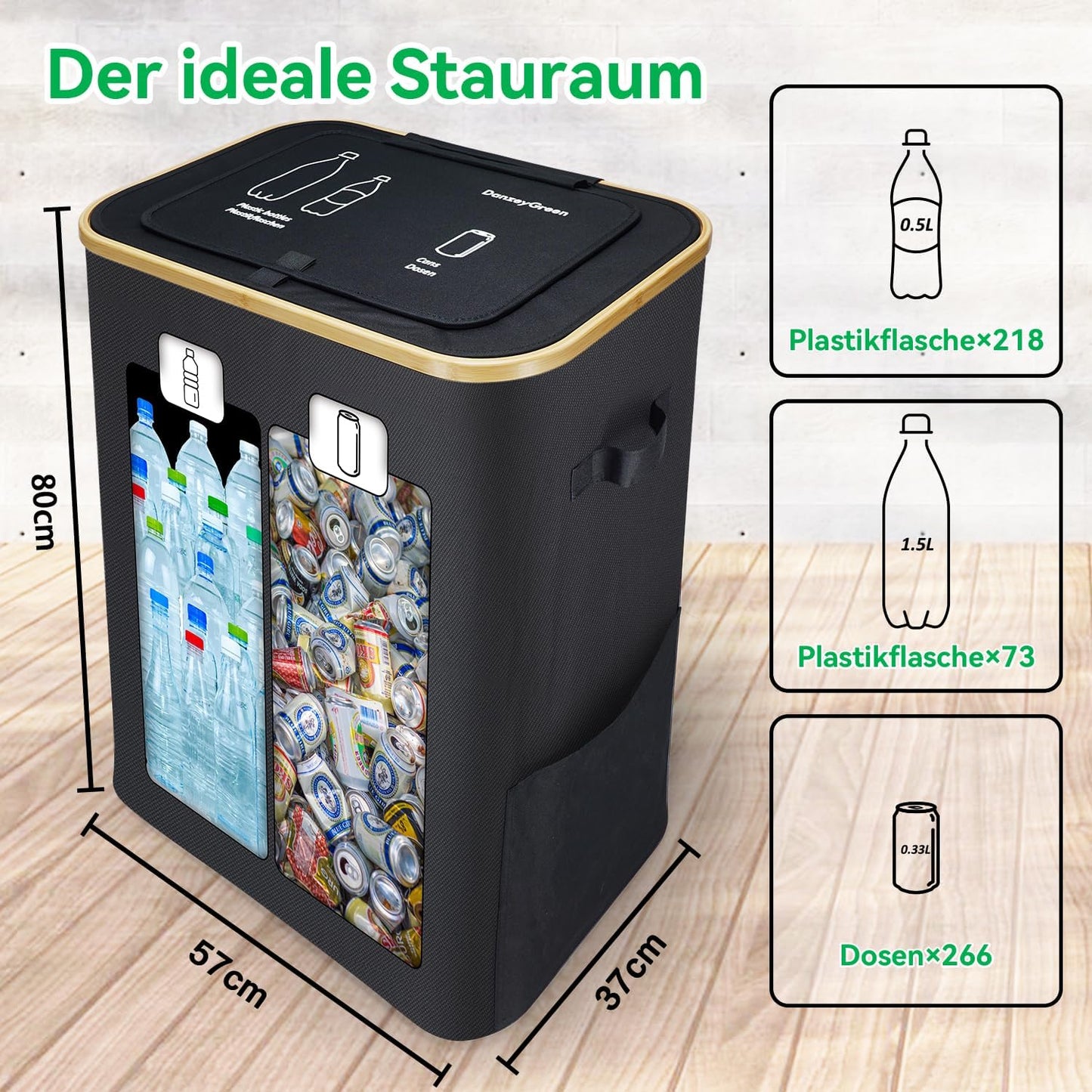 Pfandflaschen-Sammelbehälter mit 4 Flaschentaschen, 170L 4 bags