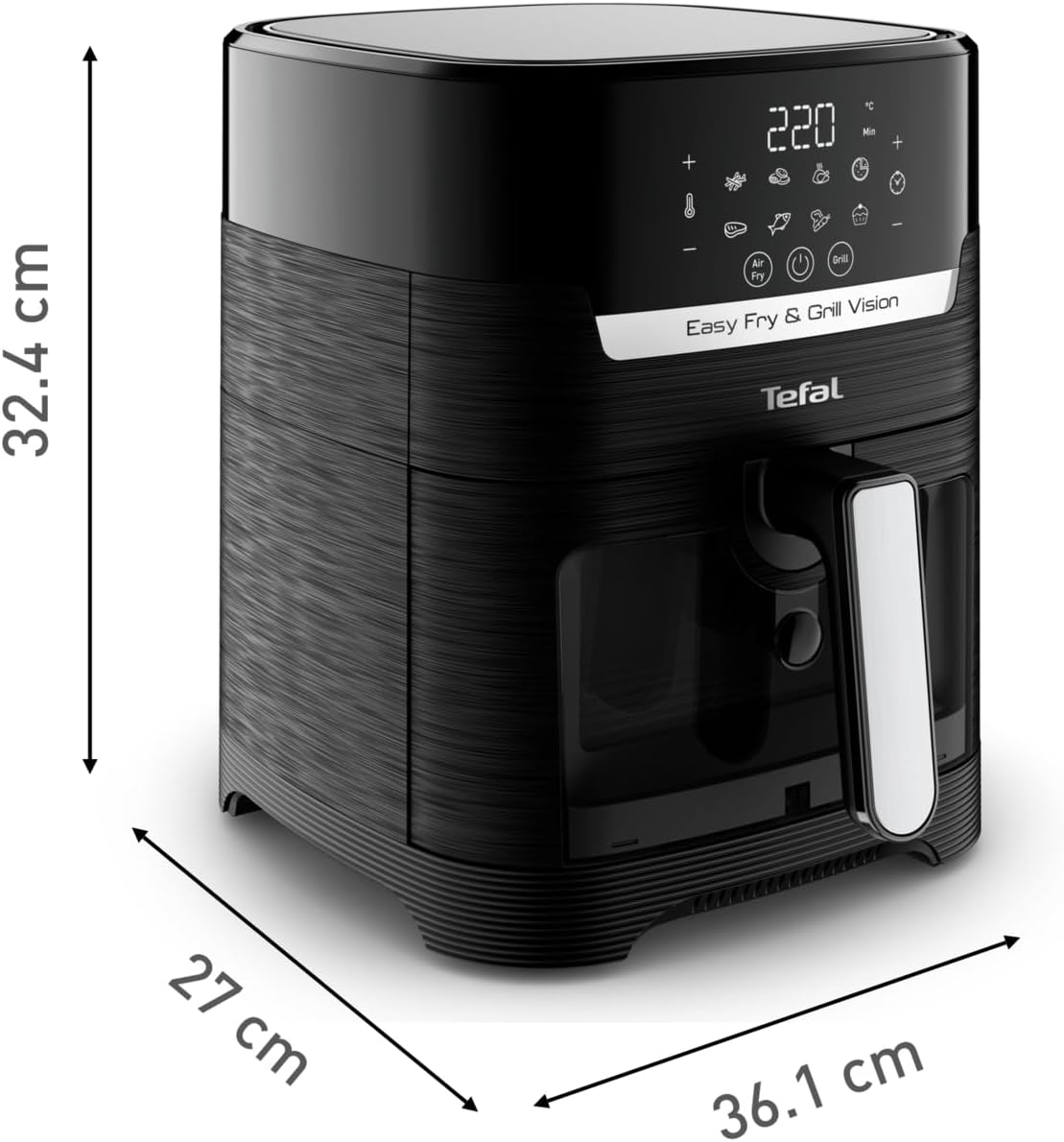 Heissluftfritteuse EY5068, Mit Display und Sichtfenster Schwarz