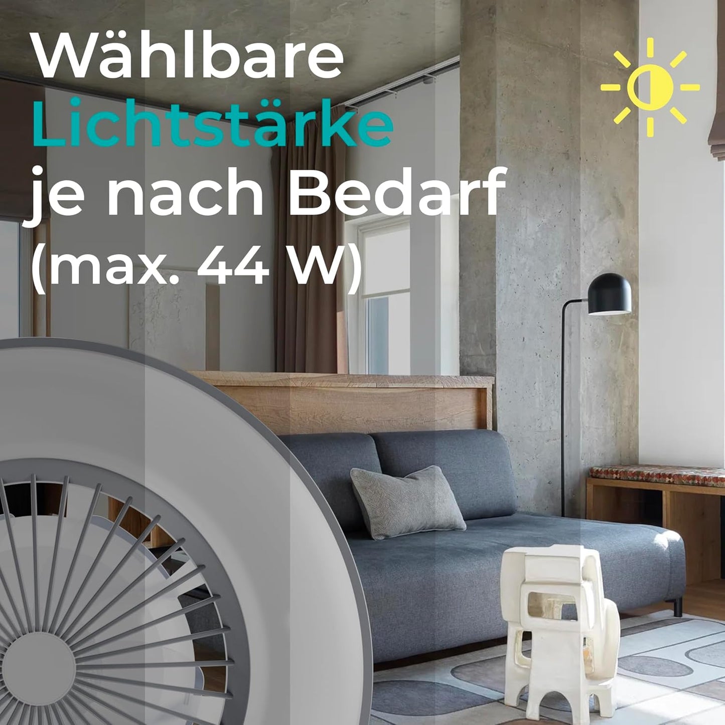 Deckenventilator Vega mit LED-Beleuchtung & Lautsprecher, Grau