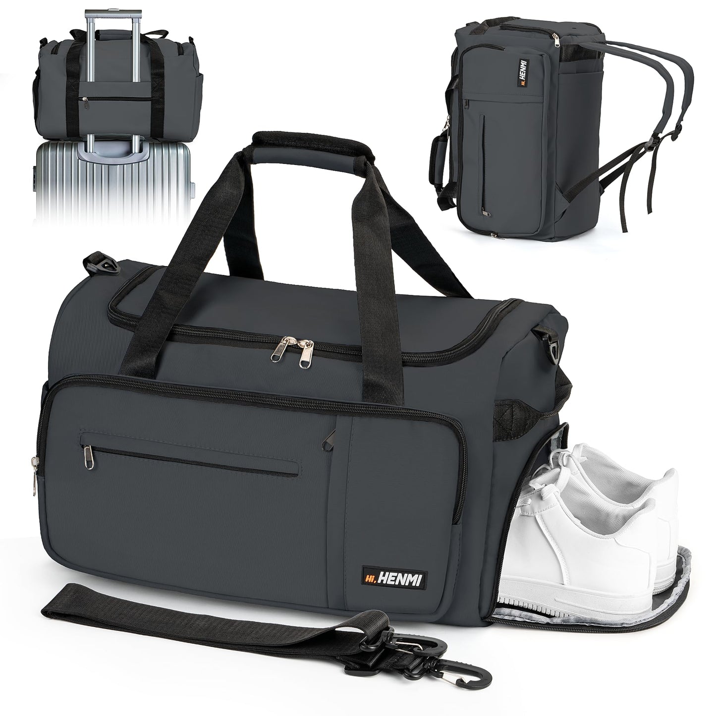 Sport- und Reisetasche mit Schuh- & Nassfach, Grau