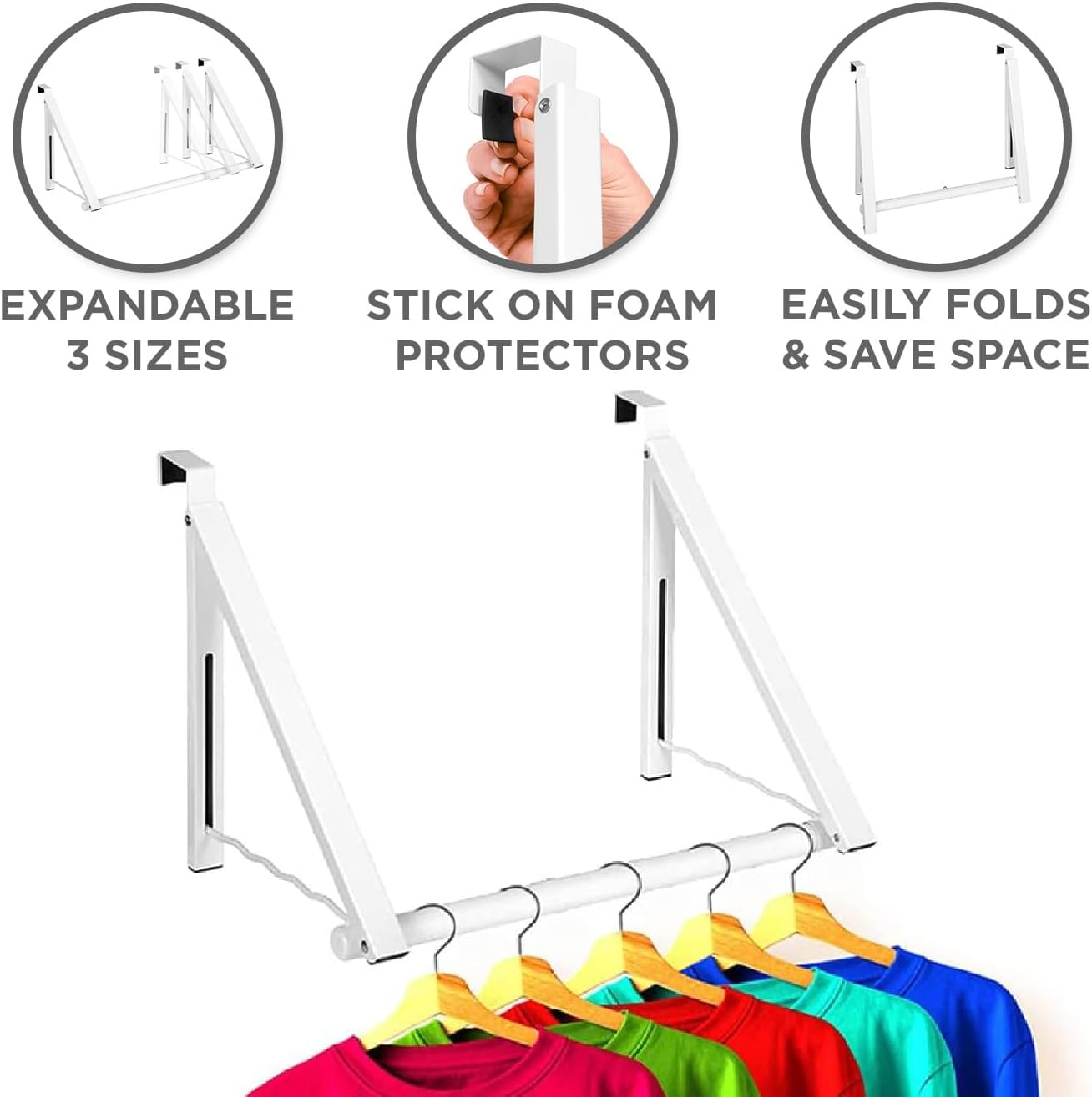 Erweiterbarer Kleiderständer für Türen und Schränke, Double Hanger with Rod Weiß