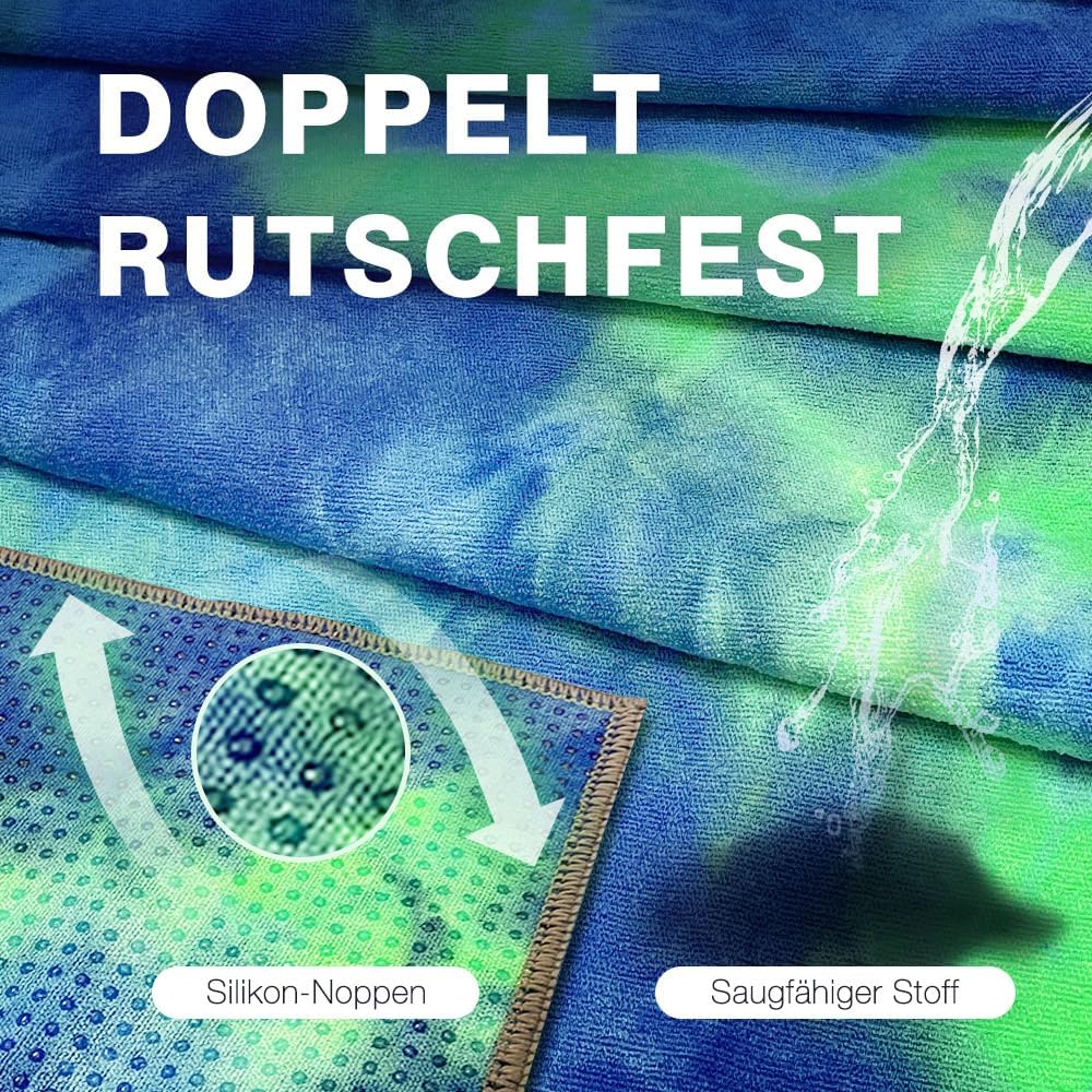 Rutschfestes Yoga-Handtuch, Blaugrün