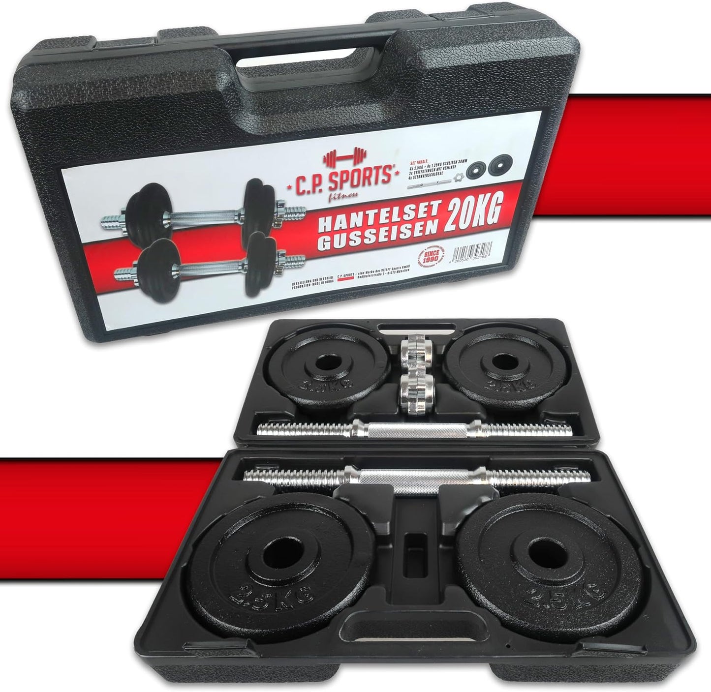 Hantelset 20 kg – im Koffer, KURZHANTEL SET 20KG + KOFFER