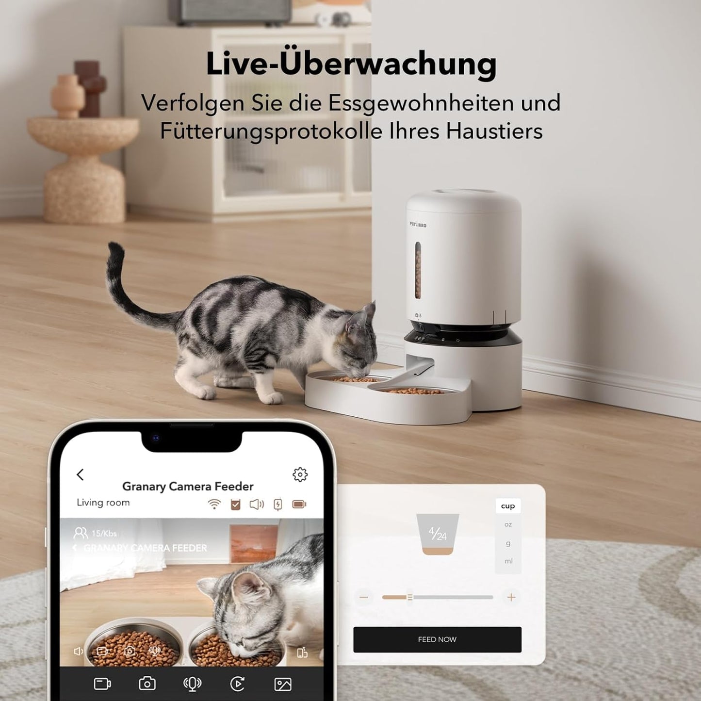 Futterautomat mit Kamera & App-Steuerung