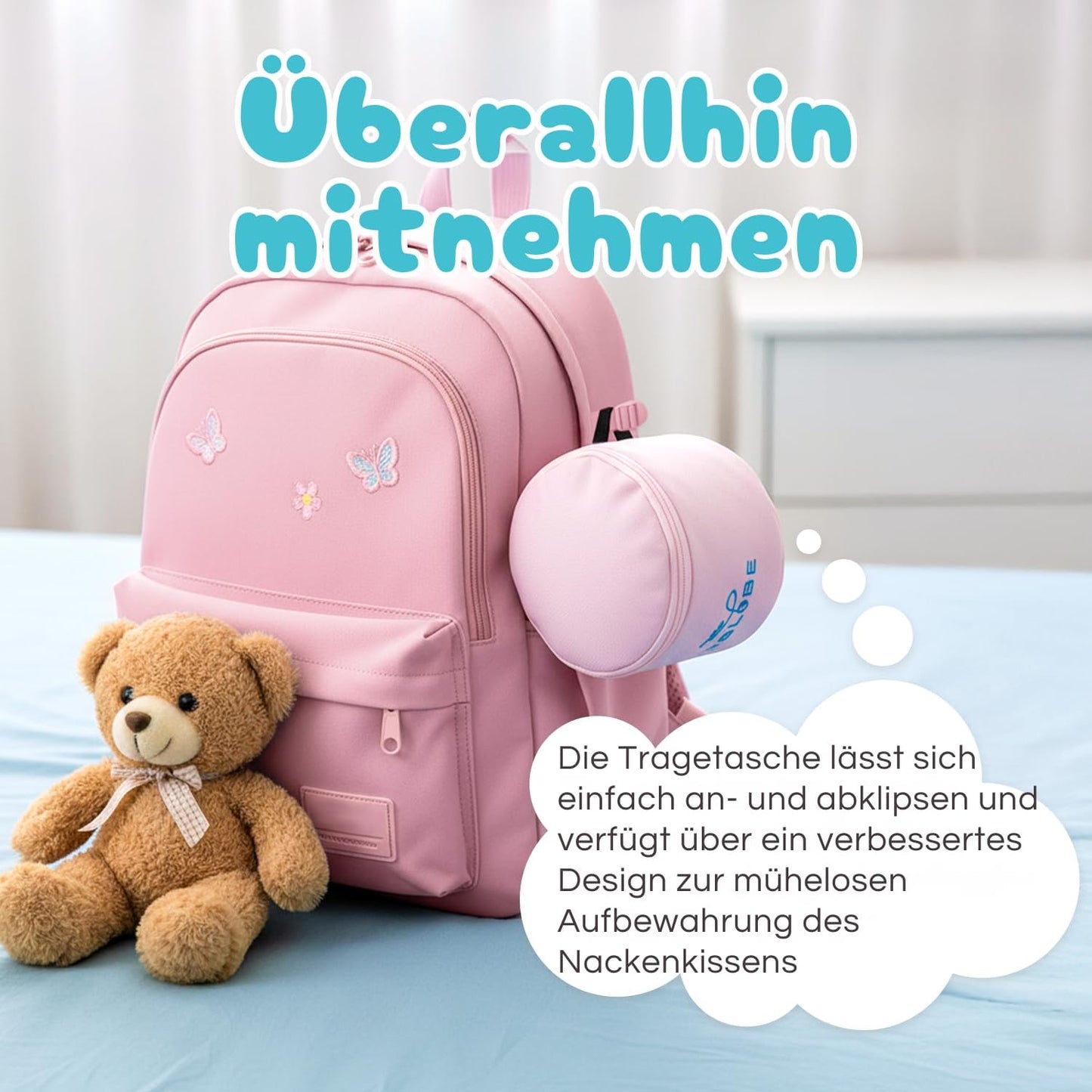 Ergonomisches Reisekissen für Kinder, Hellrosa – Kinder