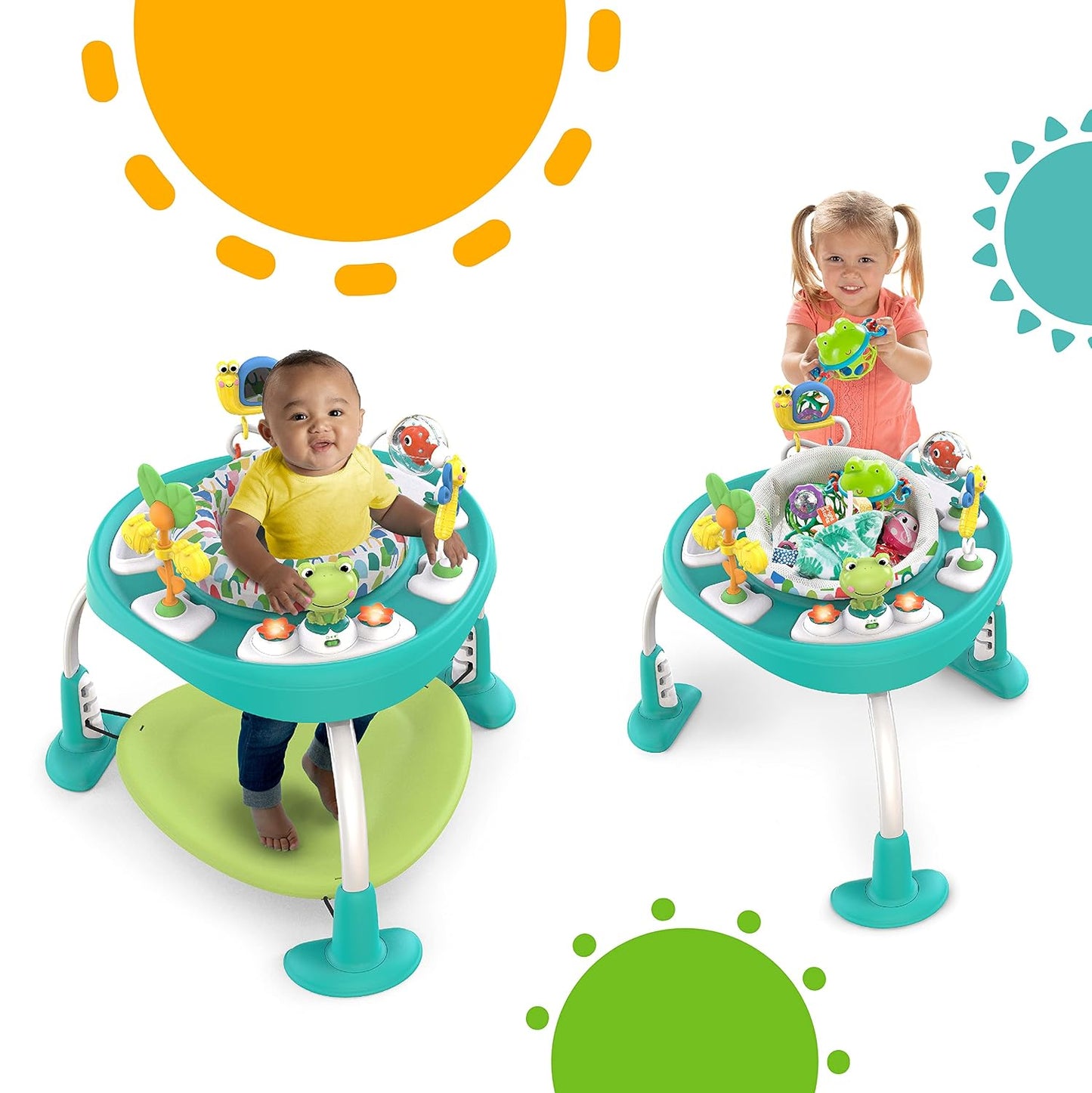 Bounce Baby 2-in-1 Spieltisch mit 7 Spielzeugen, mehrfarbig