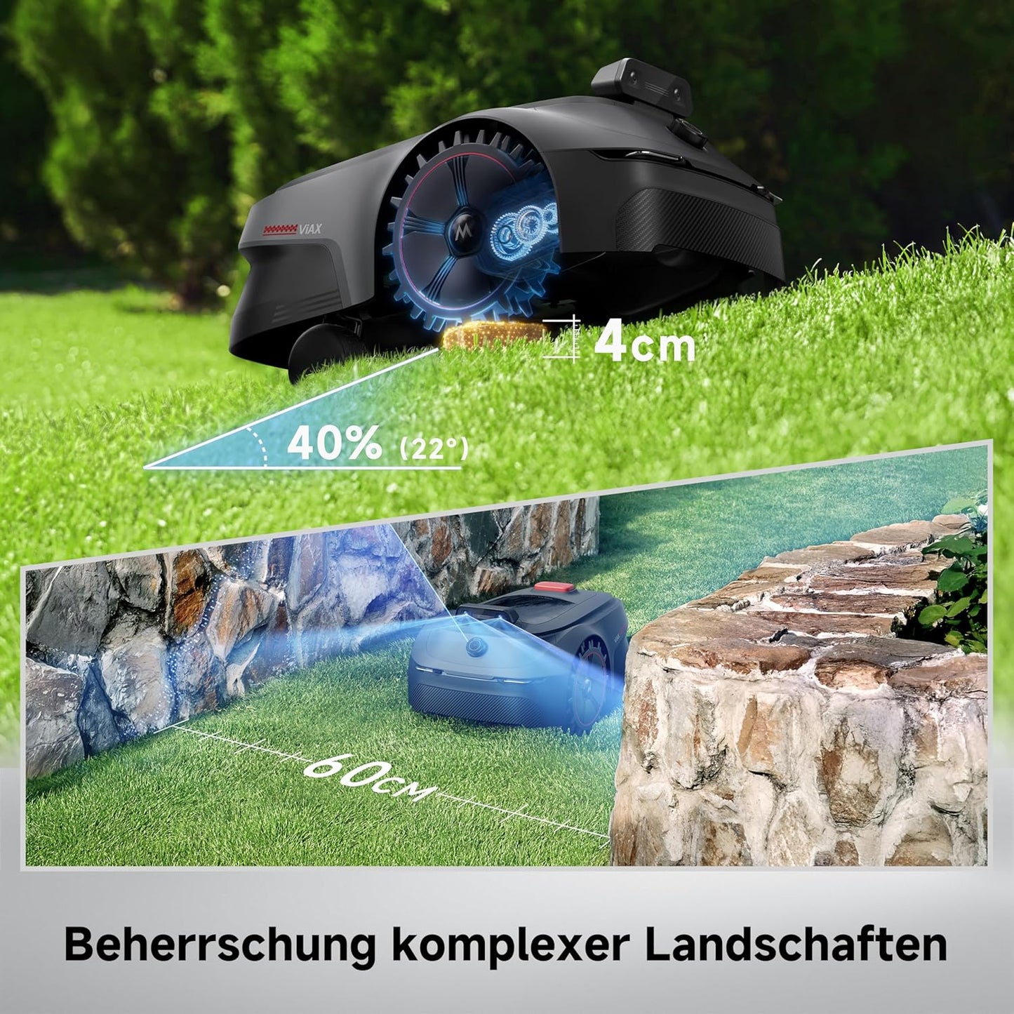 ViAX 500 Mähroboter ohne Begrenzungskabel, 600 m², ViAX 500