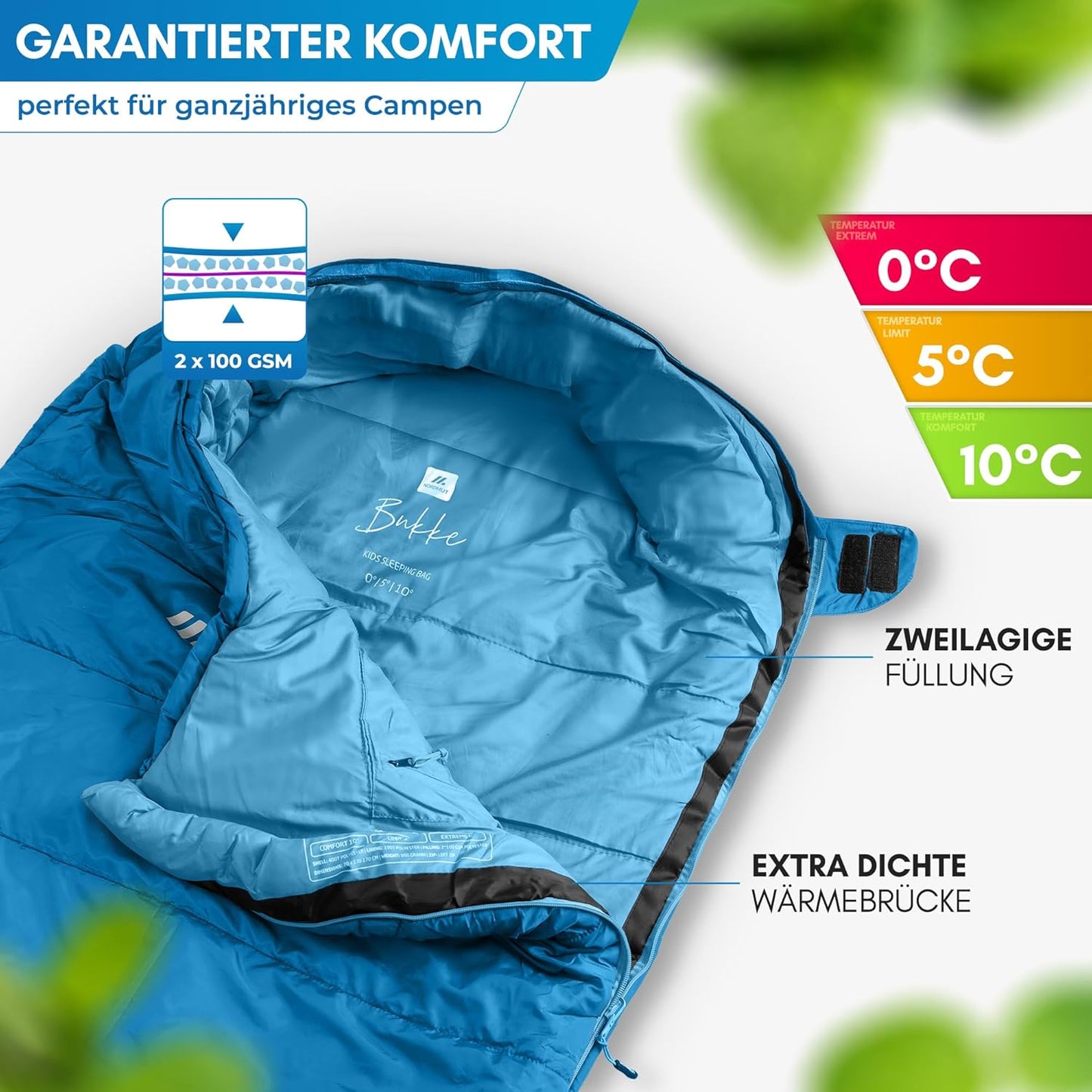 Mitwachsender Kinderschlafsack für Outdoor-Abenteuer, Marine