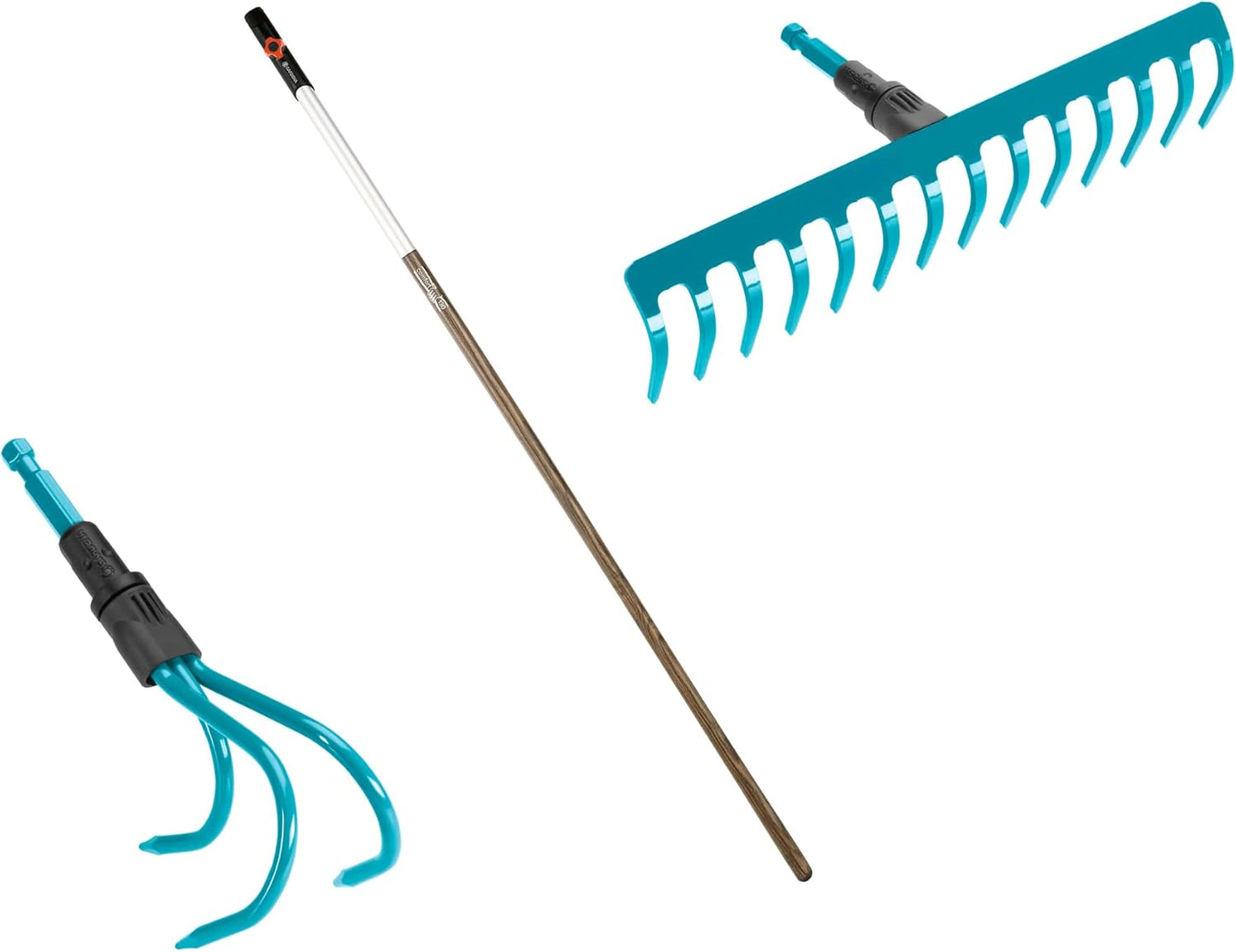 3-teiliges Garten Bodenpflege Set mit Rechen, Grubber und 130cm Holzstiel