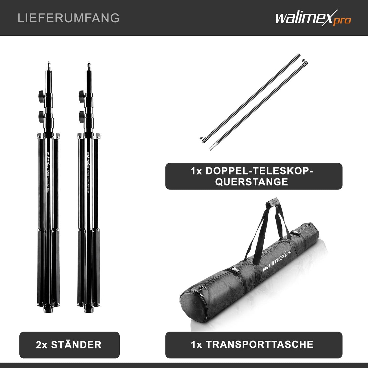Teleskop Hintergrundsystem 2.25-4m, XL 225-400cm Single