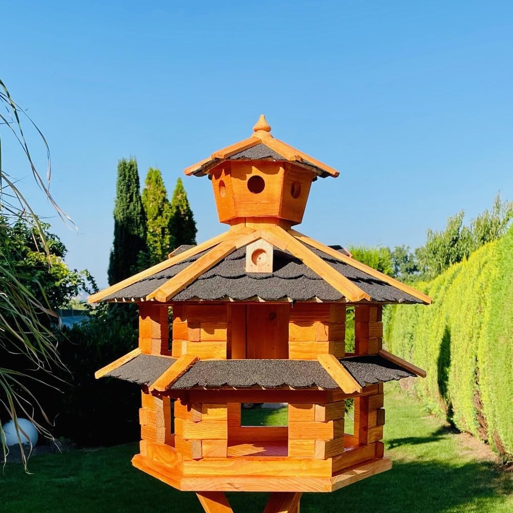 Vogelvilla Futterhaus, Größe XXL ohne Ständer Schwarz - Braun