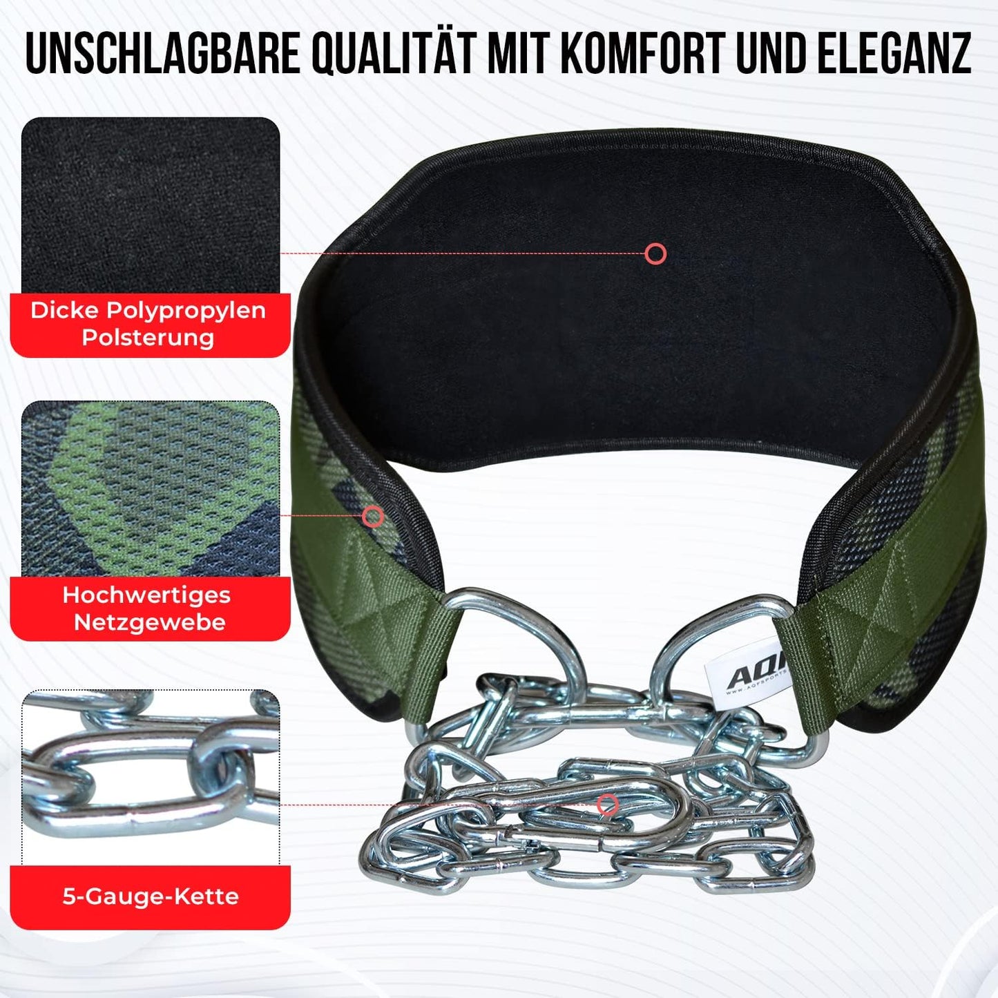 Dip Gürtel mit Stahlkette, Grünes Camo