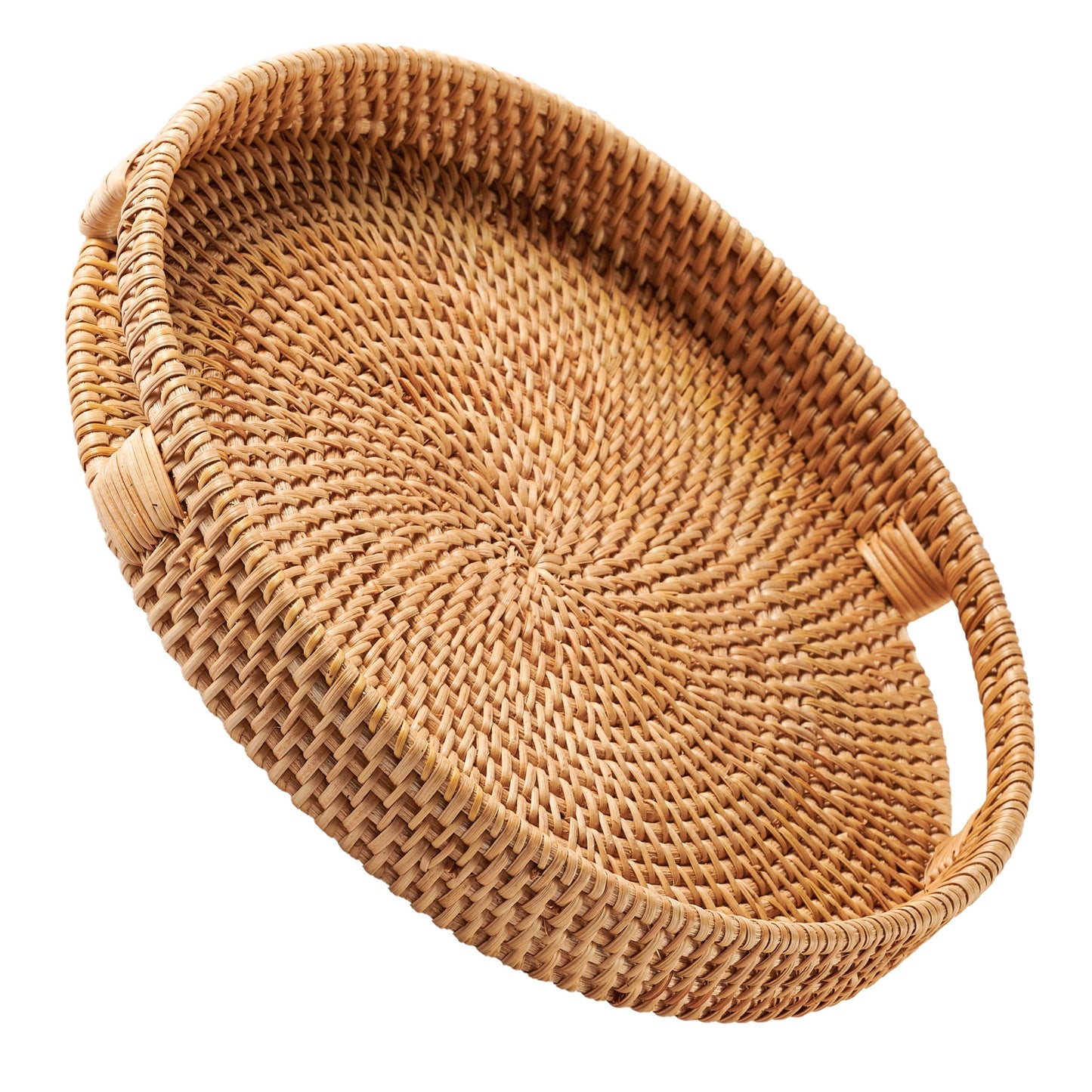 Rundes Rattan-Serviertablett, Natürlicher Honig 34 cm