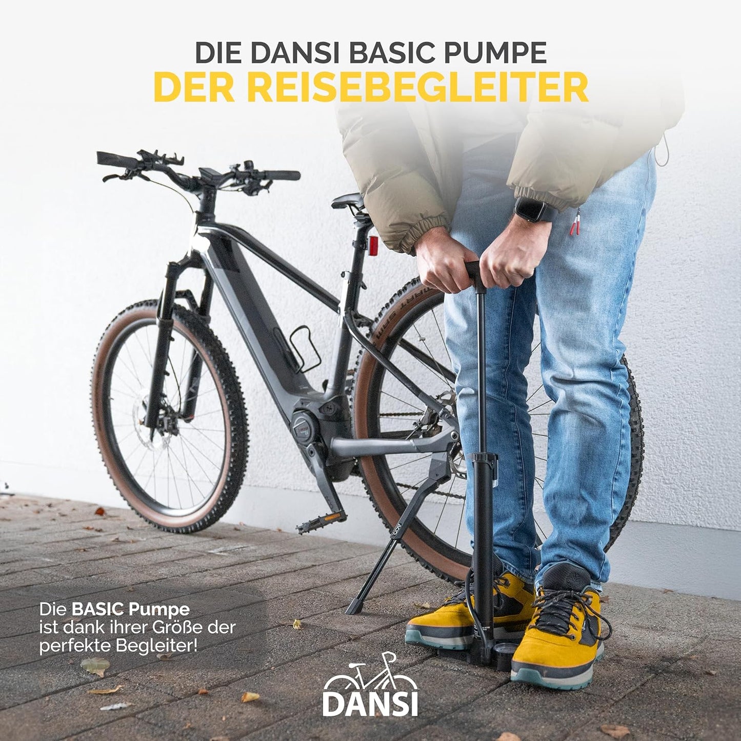 Stand-Fahrradpumpe mit Manometer und Adaptern, BASIC