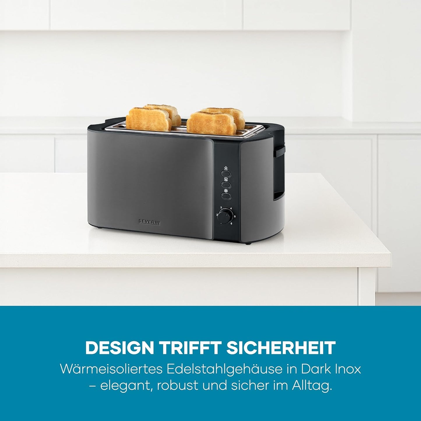 Langschlitztoaster AT 9341, Dark Inox