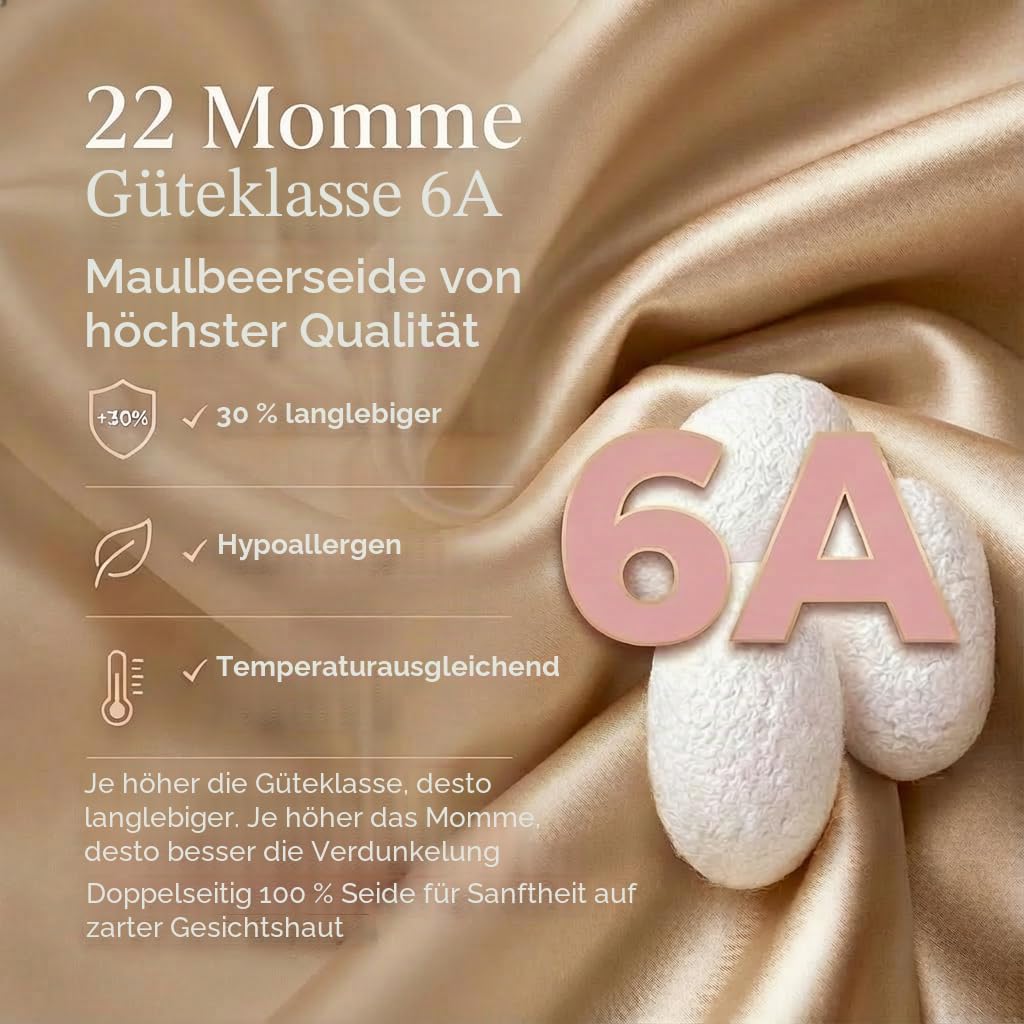 3D Seidenschlafmaske mit Augenmulden, Schwarz/Champagner