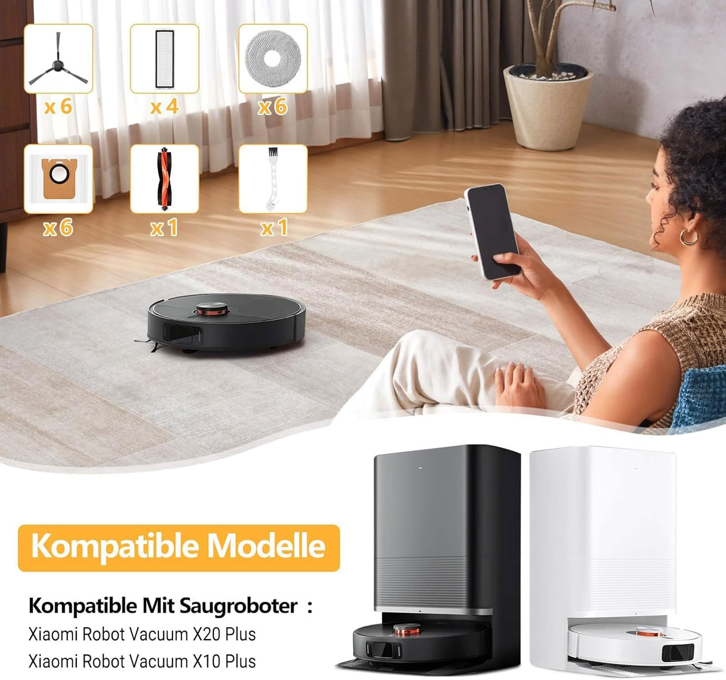 Zubehör-Set für Saugroboter Xiaomi X20/X10, 30-teilig, 30 Stück für X20 Plus/X10 Plus