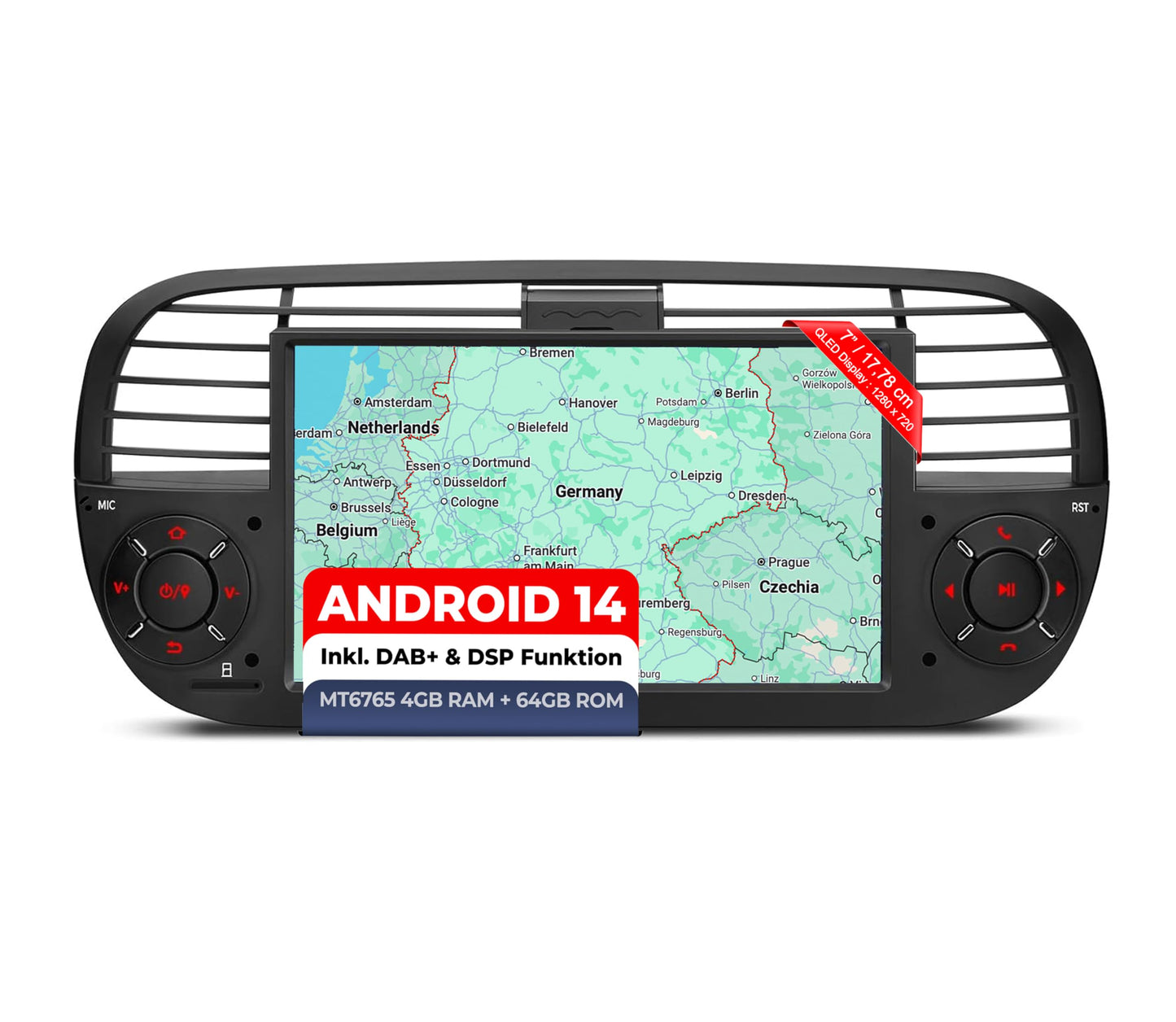 AFI7-L2 Android 14 Autoradio mit Navigation für FIAT 500 (2010-2015), AFI7-L2