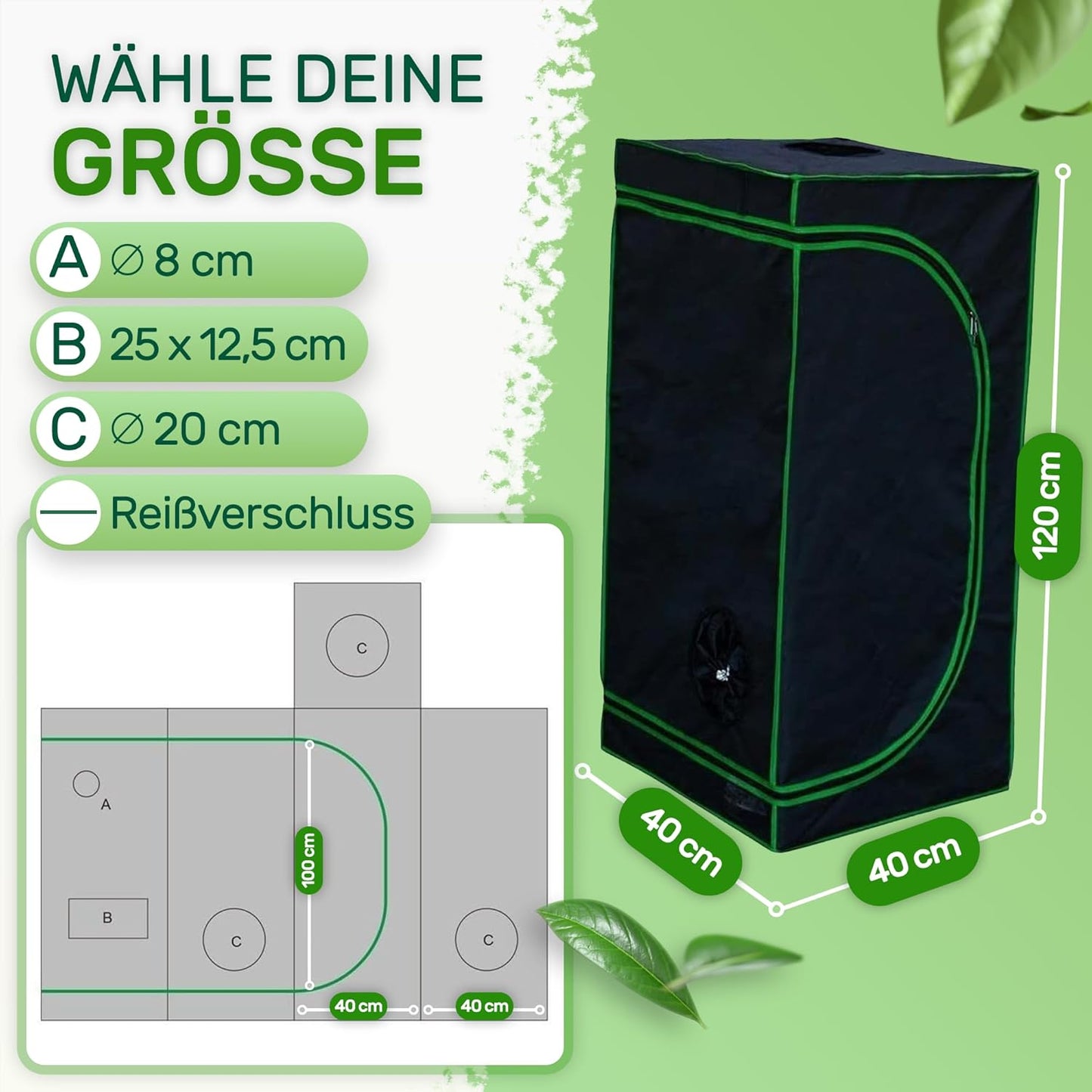 Growbox-Set, 40 x 40 x 120 cm