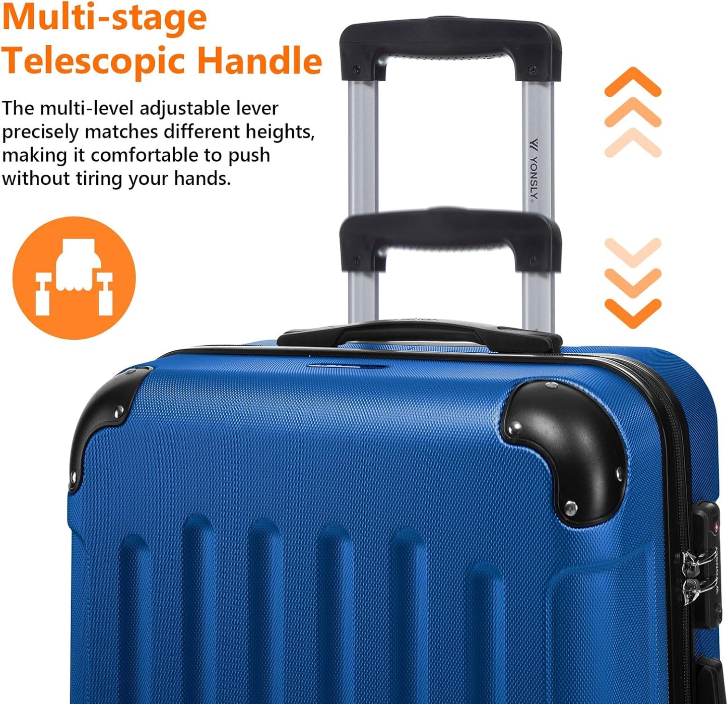 Kabinenkoffer mit TSA-Schloss und 360° Rollen, M (55cm-42L) YS2C1-Premium Saphirblau