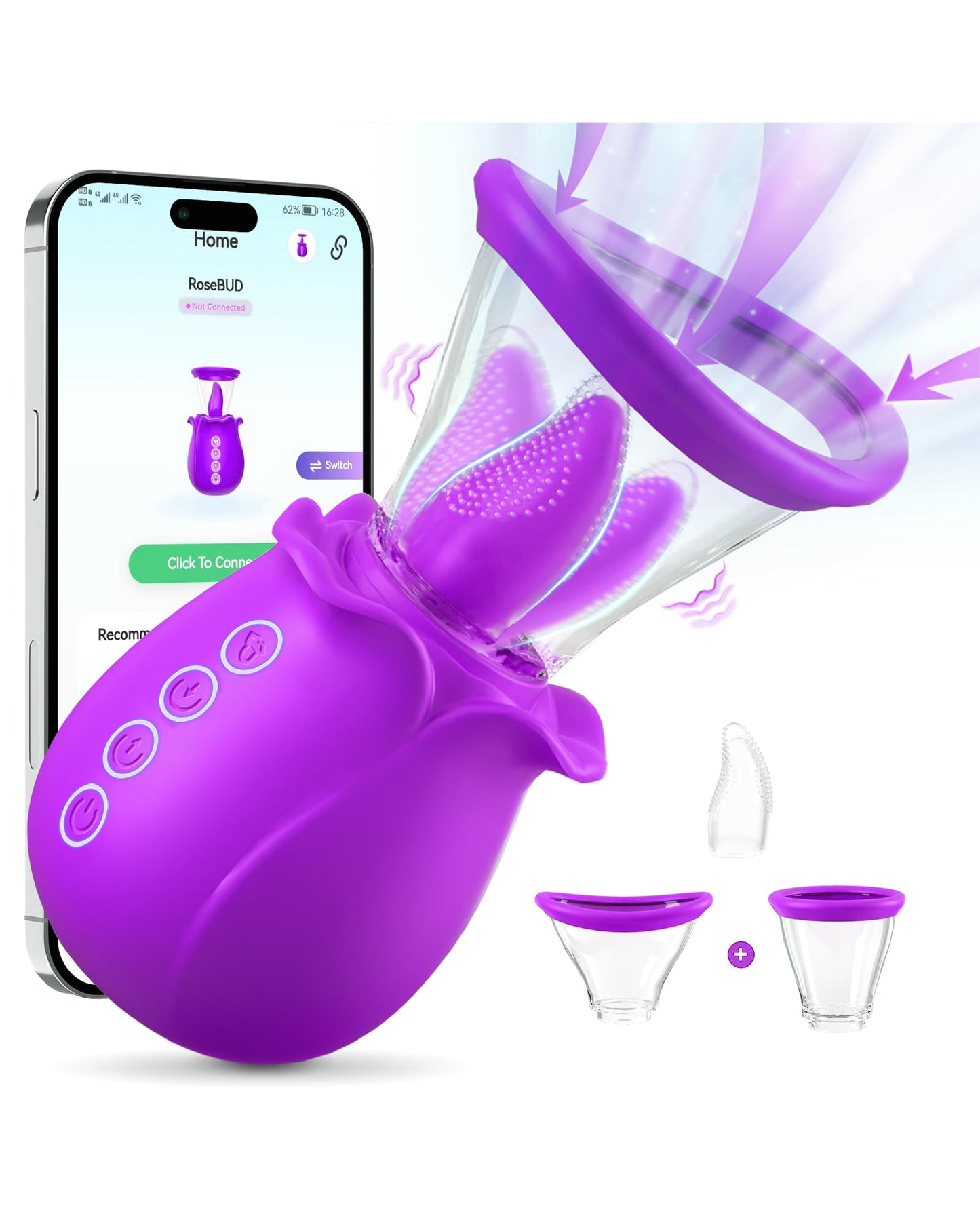 Vibratorenset mit AI-Sync Vibration und Saugfunktion, Lila