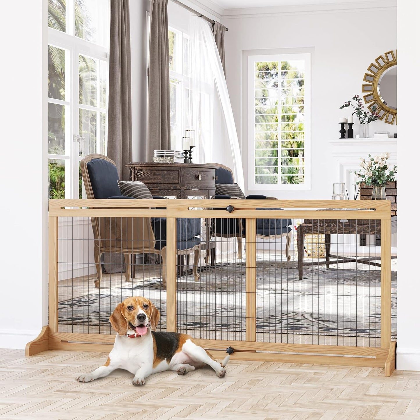 Ausziehbares Hunde-Absperrgitter, Naturholz