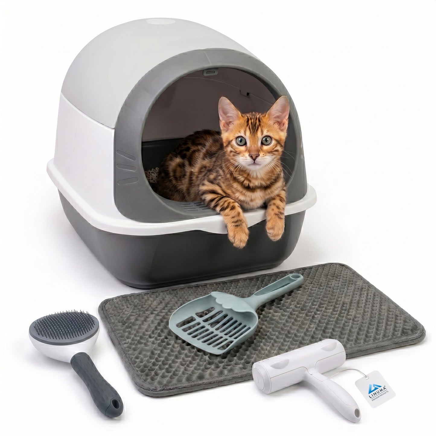 5-teiliges Katzenklo Starter-Kit, Starter Kit grau
